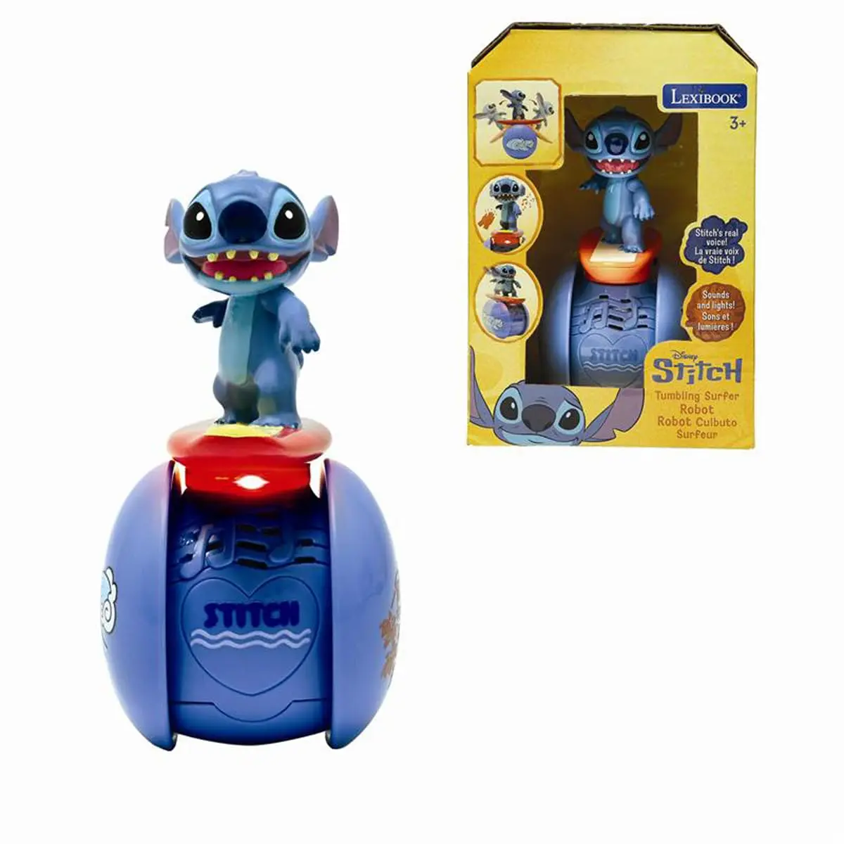 LEXiBOOK Stitch Interactive Surfer Robot ROB01D Blue | Electronic Early Development Toy with Lights & Sounds - main product image