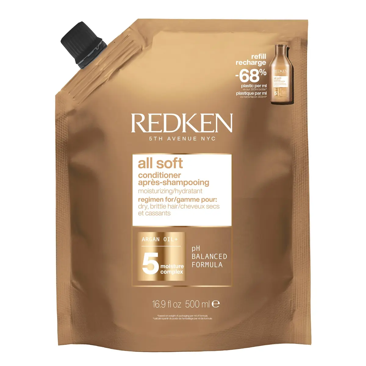 Redken All Soft Conditioner – For Dry, Brittle Hair, Refill 500ml (16.9 Fl Oz) | Deeply Softens & Nourishes Dry Hair - main product image