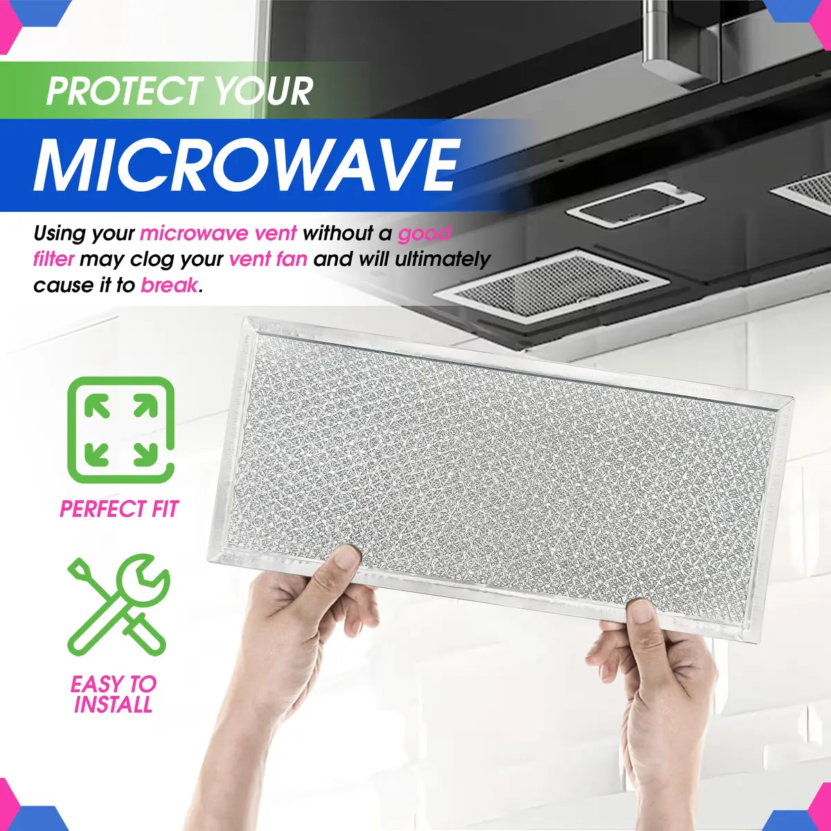 Bagean Microwave Filter 14.7cm x 32.8cm (5.8"x12.9") 4-Pack | Replacement for Whirlpool W10208631A Grease Filters - view 5