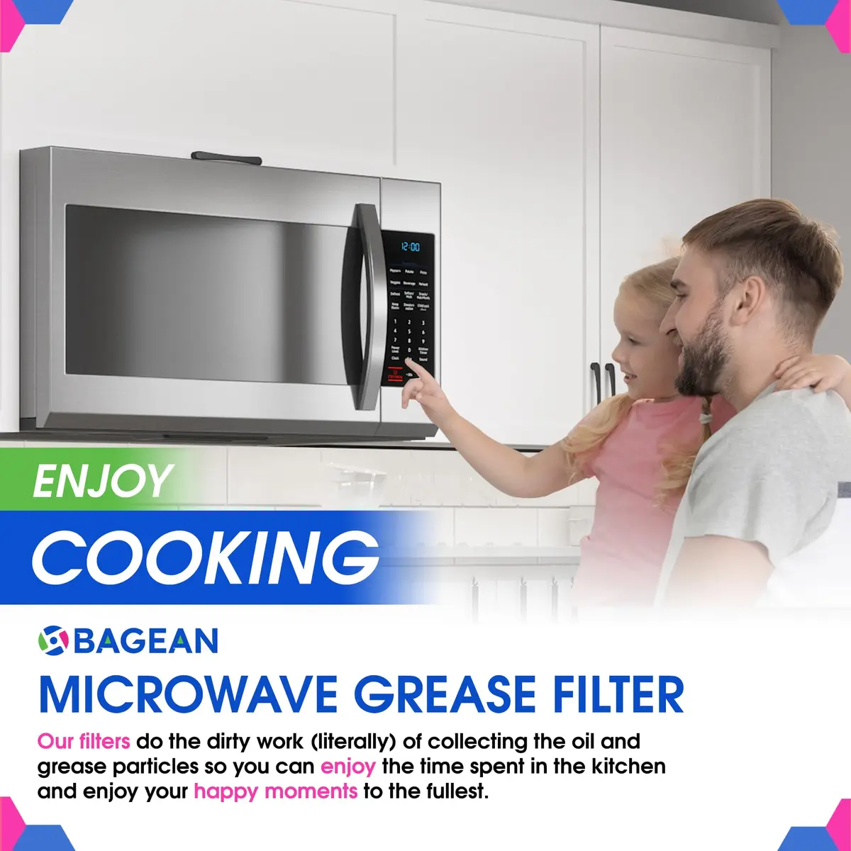 Bagean Microwave Filter 14.7cm x 32.8cm (5.8"x12.9") 4-Pack | Replacement for Whirlpool W10208631A Grease Filters - view 6
