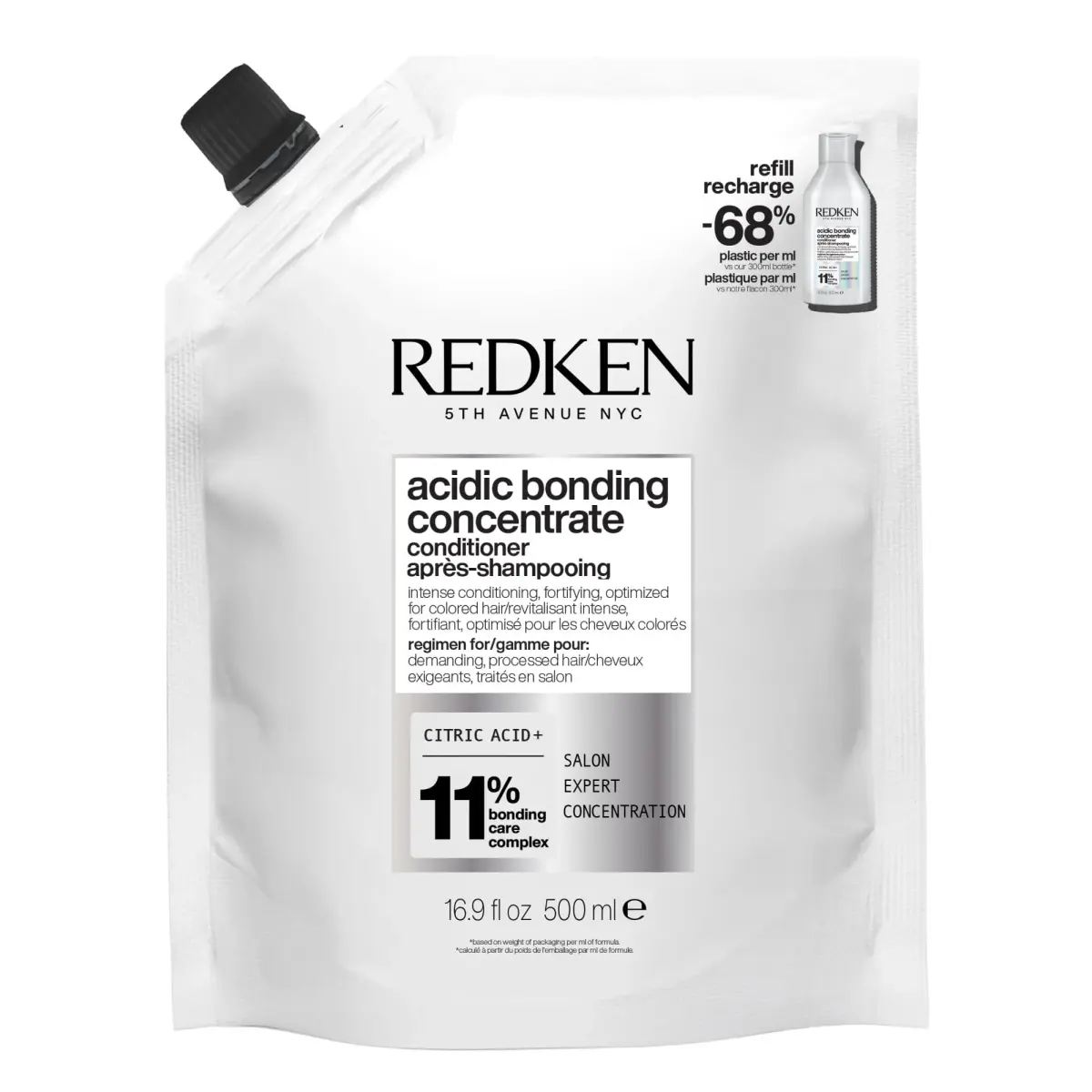 Redken Acidic Bonding Concentrate Conditioner – For Damaged Hair, Refill 500ml (16.9 Fl Oz) | Repairs Bonds & Protects Color - main product image