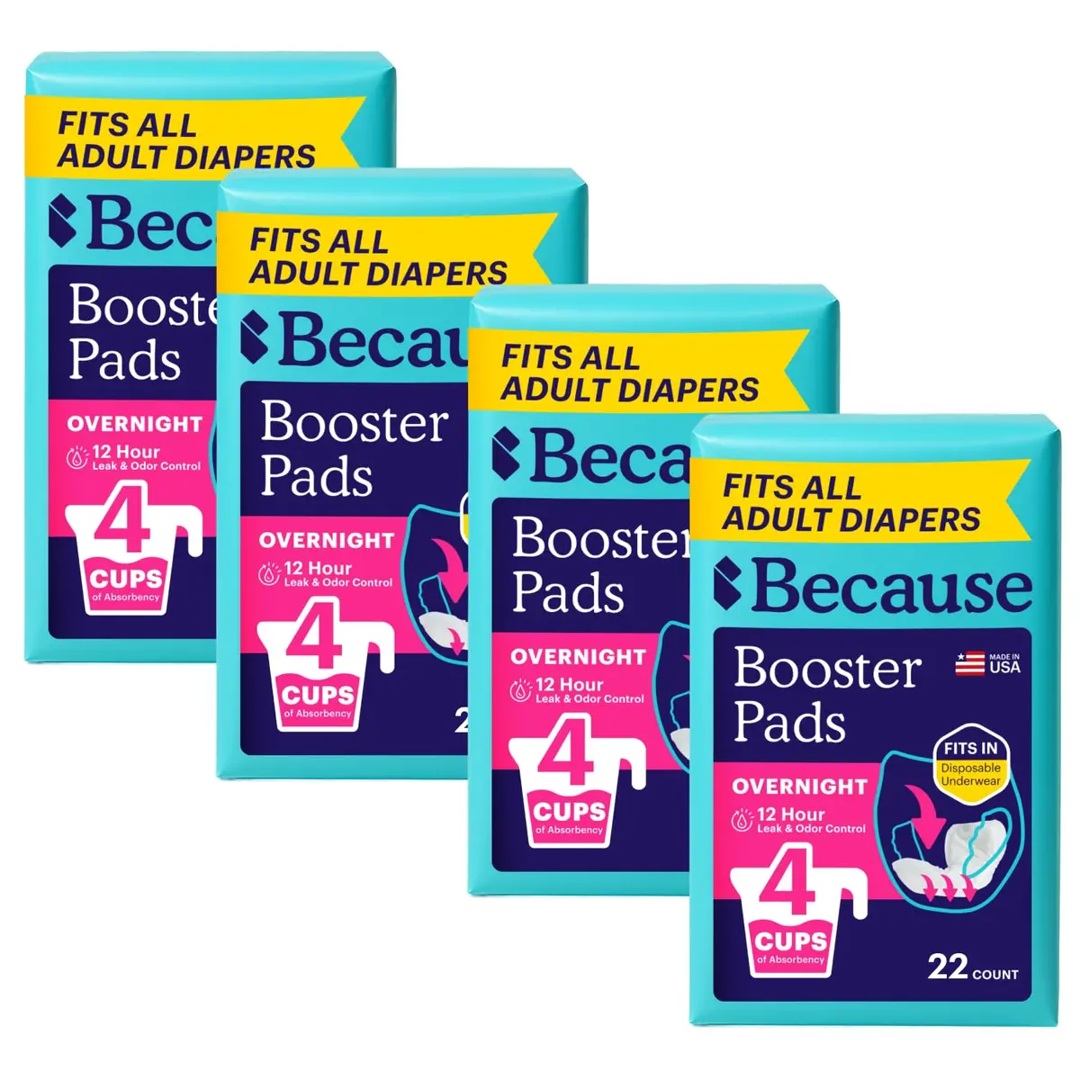 Because Overnight Booster Pads Fits All Adult Diapers | Extra Absorbency for Night Use - view 2