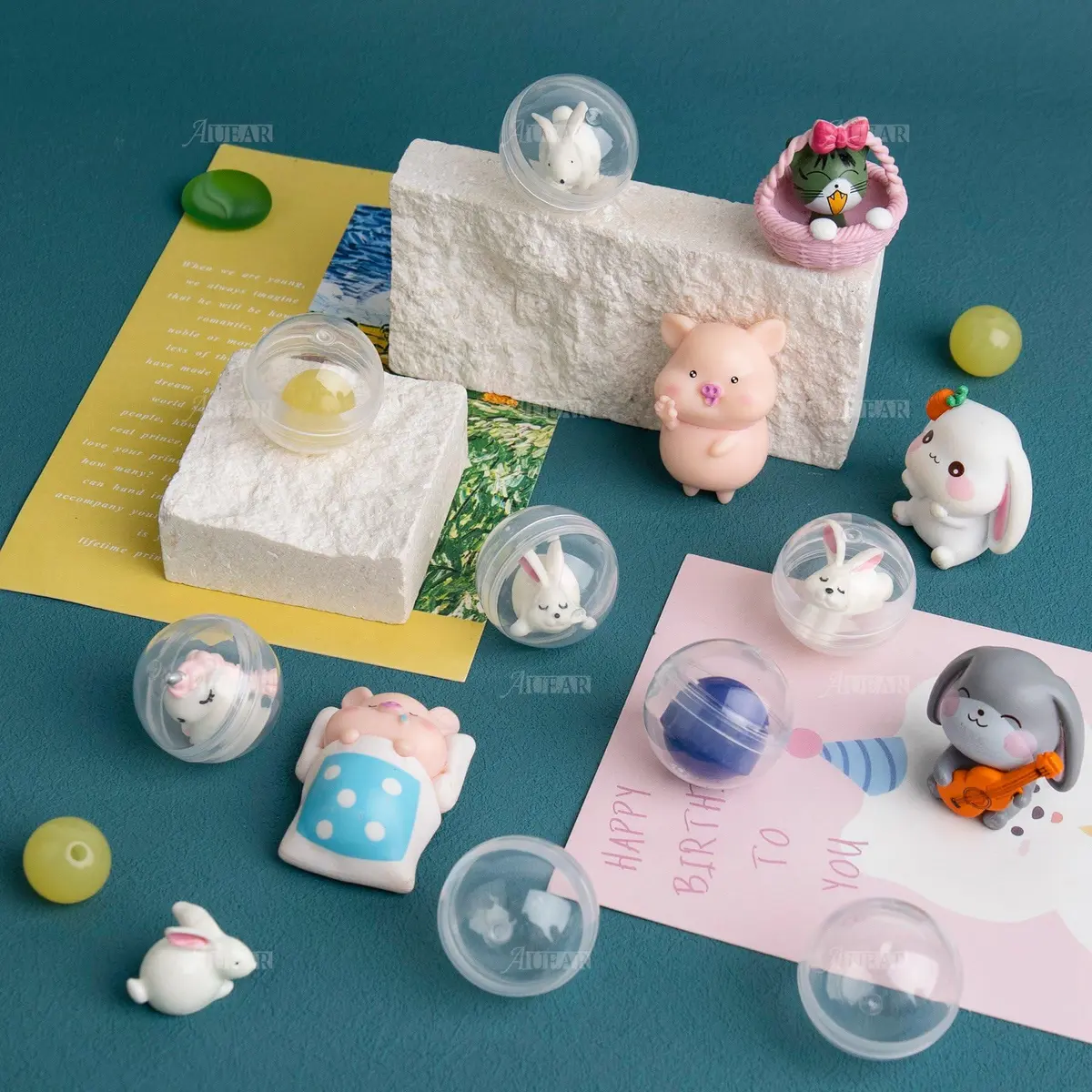 AUEAR Translucent Round Capsules 28mm (1.1 Inch) — 250 Pack | Empty Plastic Vending Machine Containers for Prizes & Storage - view 4