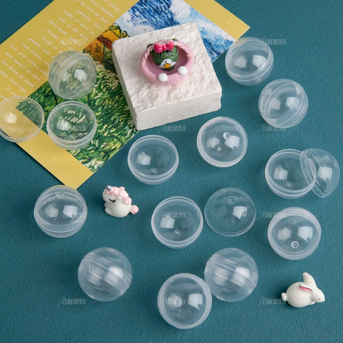 AUEAR Translucent Round Capsules 28mm (1.1 Inch) — 250 Pack | Empty Plastic Vending Machine Containers for Prizes & Storage - view 5