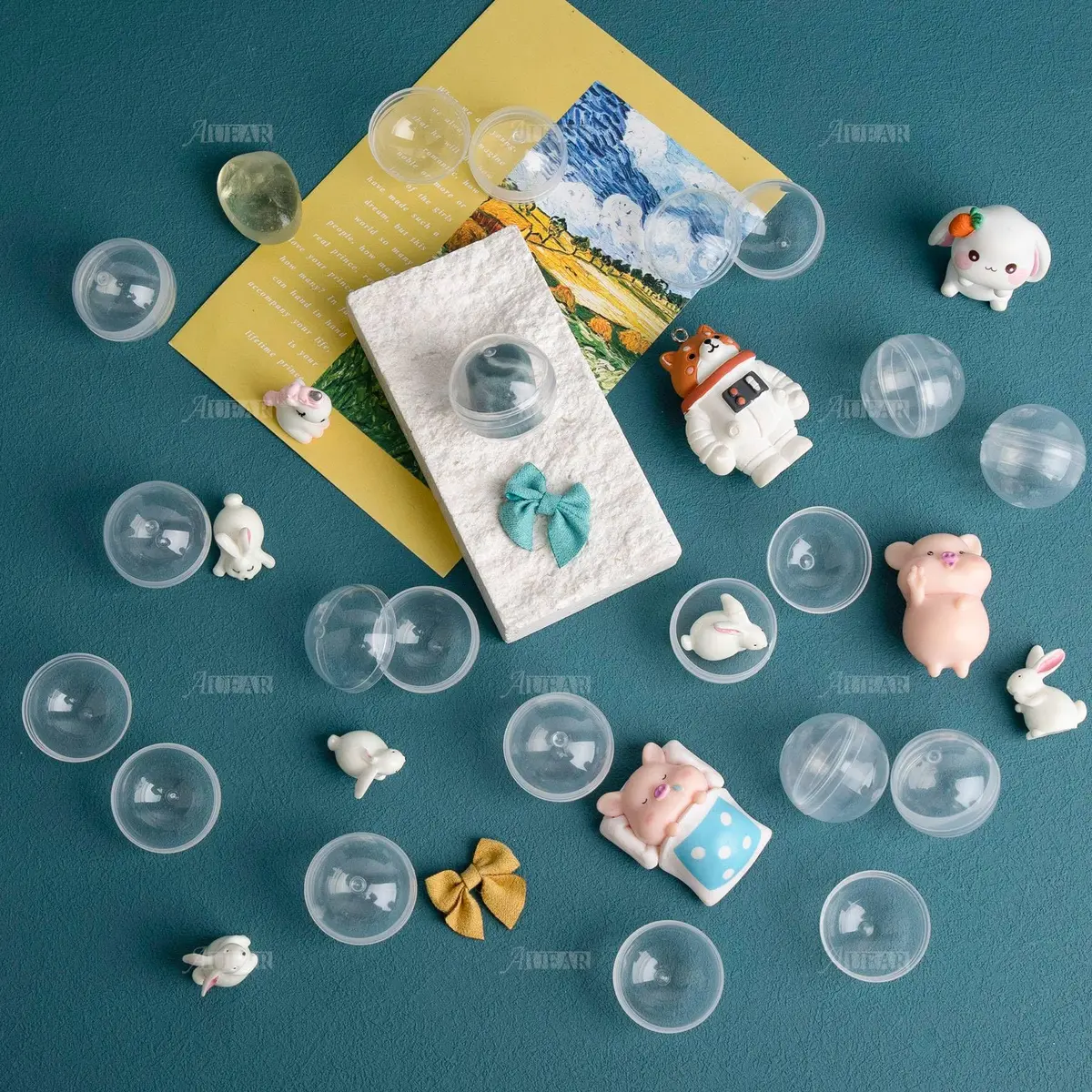 AUEAR Translucent Round Capsules 28mm (1.1 Inch) — 250 Pack | Empty Plastic Vending Machine Containers for Prizes & Storage - view 6