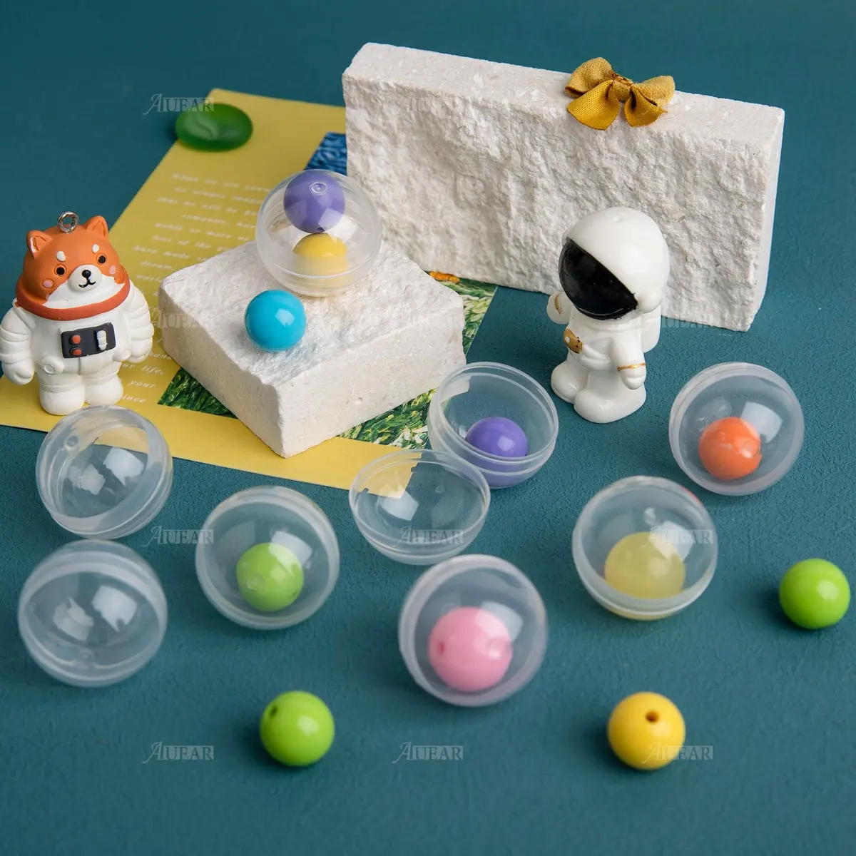AUEAR Translucent Round Capsules 28mm (1.1 Inch) — 250 Pack | Empty Plastic Vending Machine Containers for Prizes & Storage - view 7