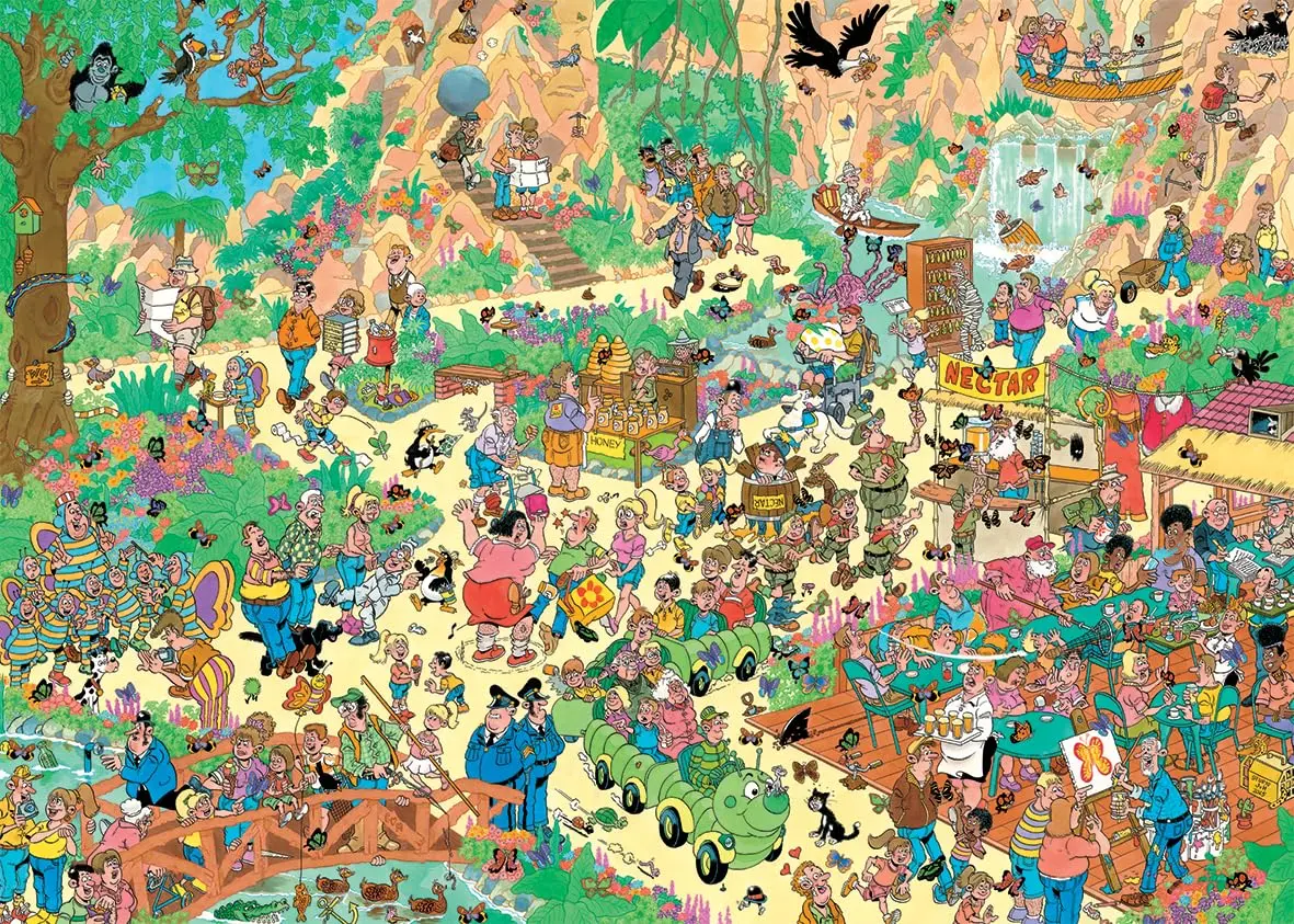 Jan van Haasteren Flutterly Fabulous Puzzle 1000 Teile | Butterfly Garden Scene, Recycled Cardboard, 68×49 cm - view 2
