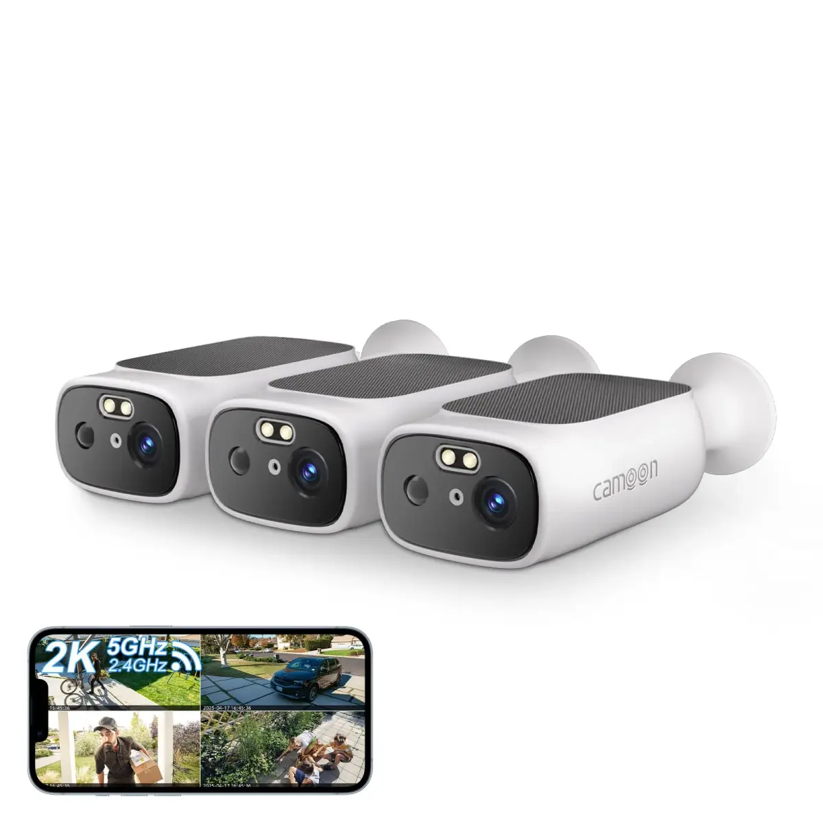 Camoon 2K Solar Security Camera Wireless Outdoor | 365-Day Uninterrupted Power with Built-in Solar Panel & 9600mAh Battery - main product image
