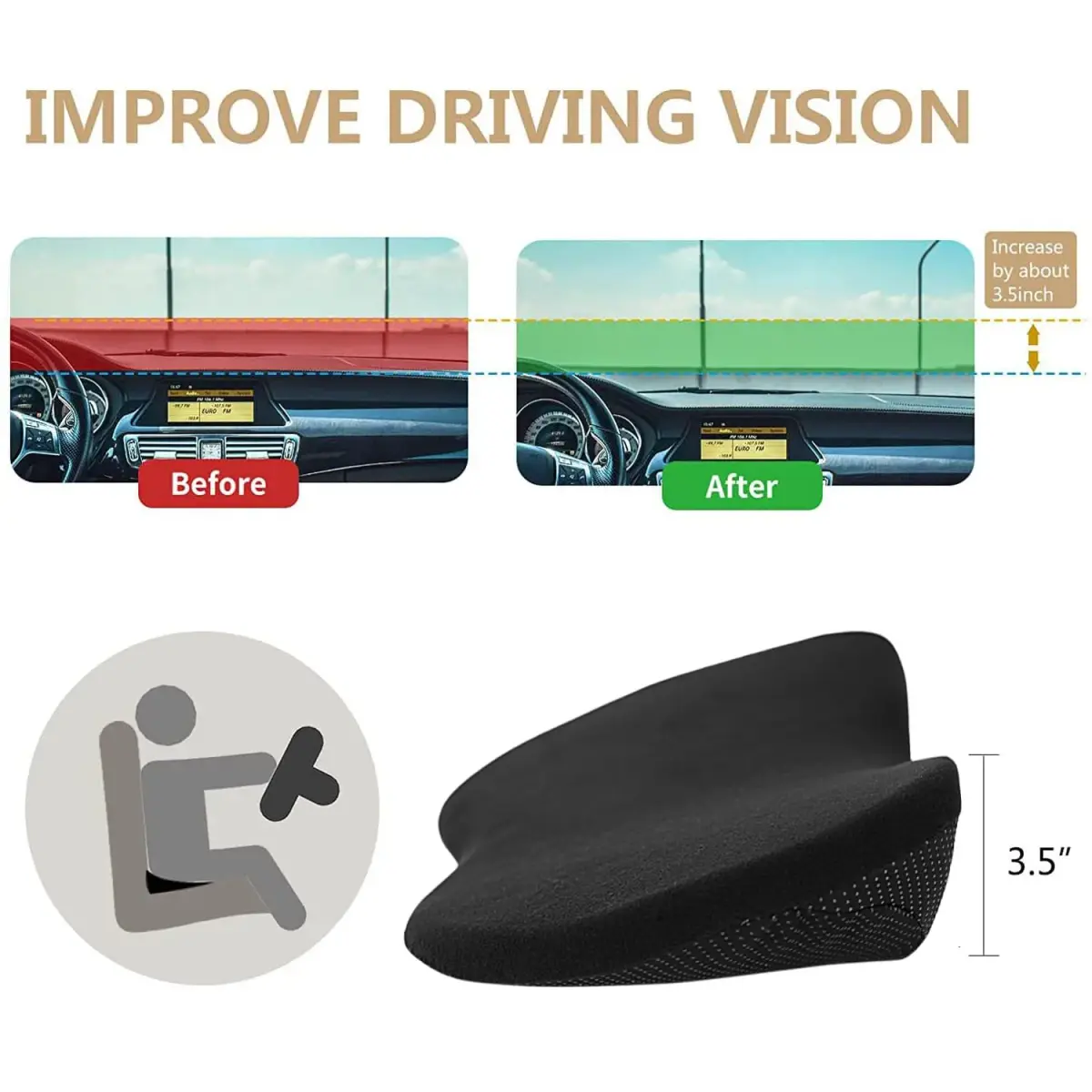 Livtribe Ergonomic Car Seat Cushion Wedge | 3.5-inch Rise for Lumbar Support & Posture Alignment - view 5