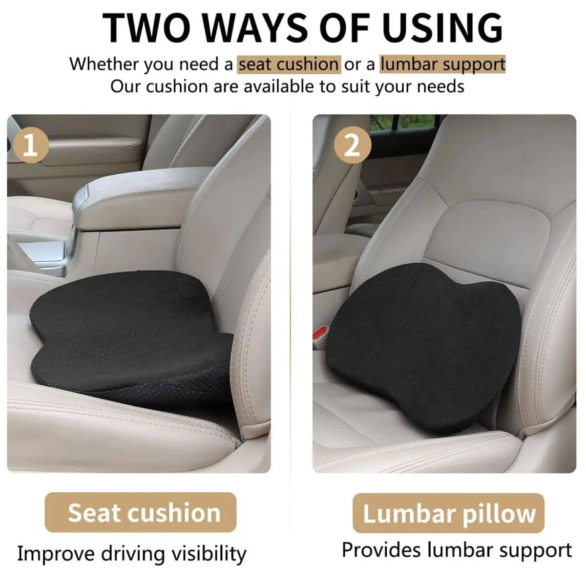 Livtribe Ergonomic Car Seat Cushion Wedge | 3.5-inch Rise for Lumbar Support & Posture Alignment - view 2