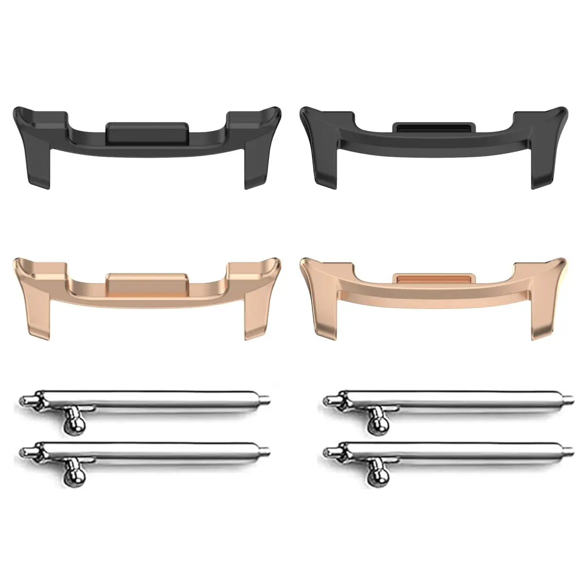 E ECSEM 22mm Watch Band Connectors for Samsung Galaxy Watch 9/8/8 Classic | Black & Rose Gold (2-Pair Set) - main product image