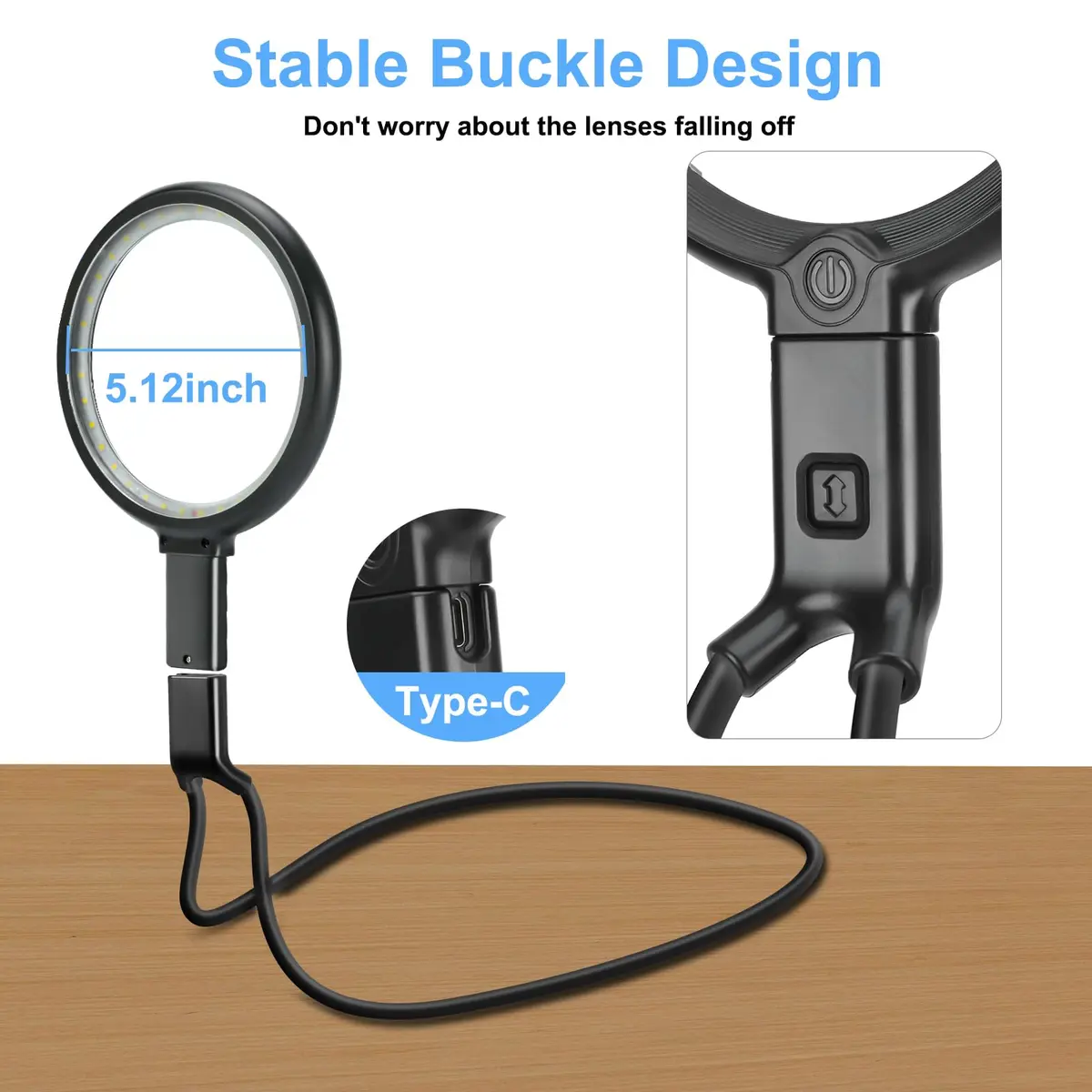 GABORISH Neck Magnifier with Light, 10X 5.2 Inch Acrylic Lens | Hands-Free Magnifying Glass for Reading, Sewing, Crafts - view 5