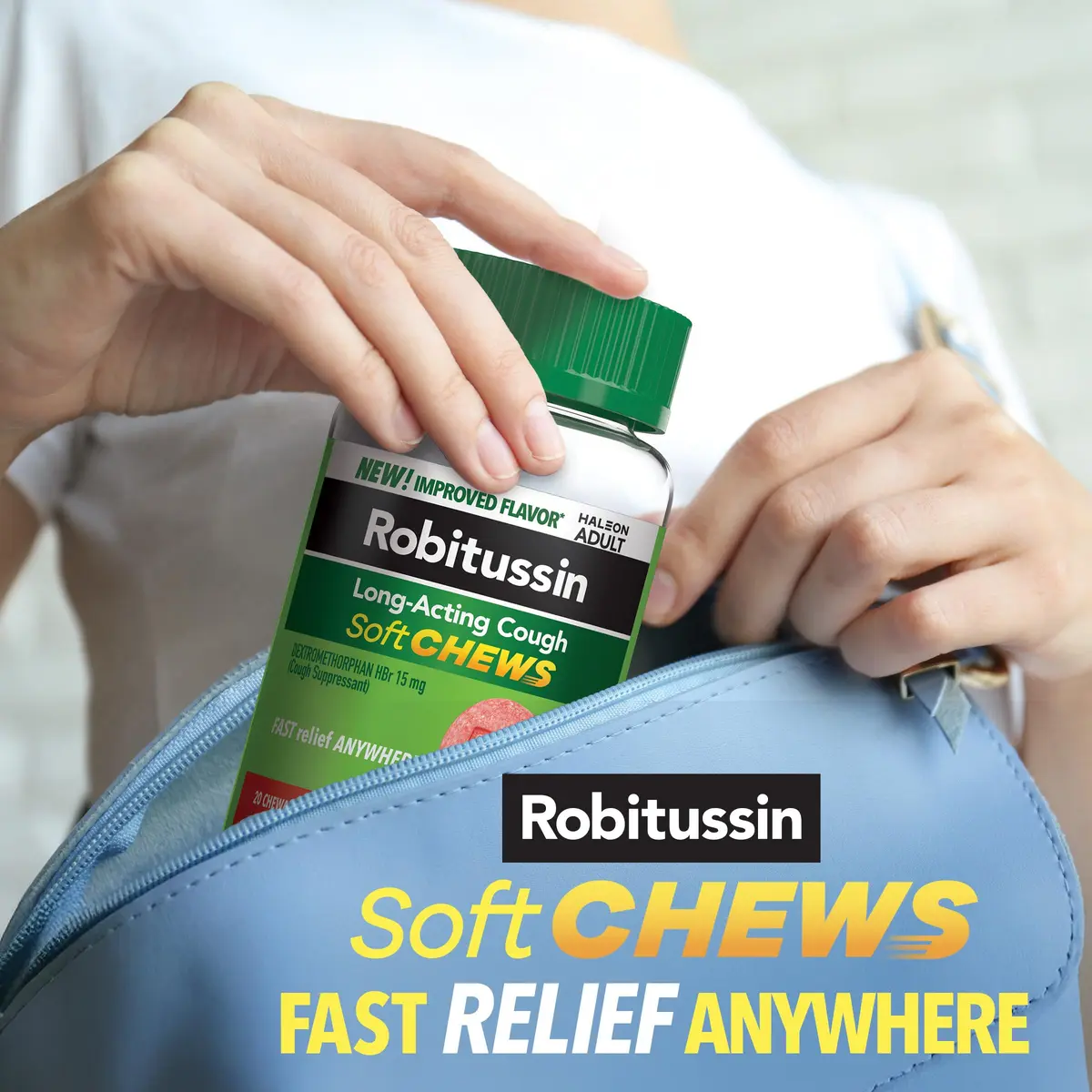 Robitussin Soft Chews Long-Acting Cough Medicine 20 Count | Berry Flavor, Fast Relief, USA Import - view 3