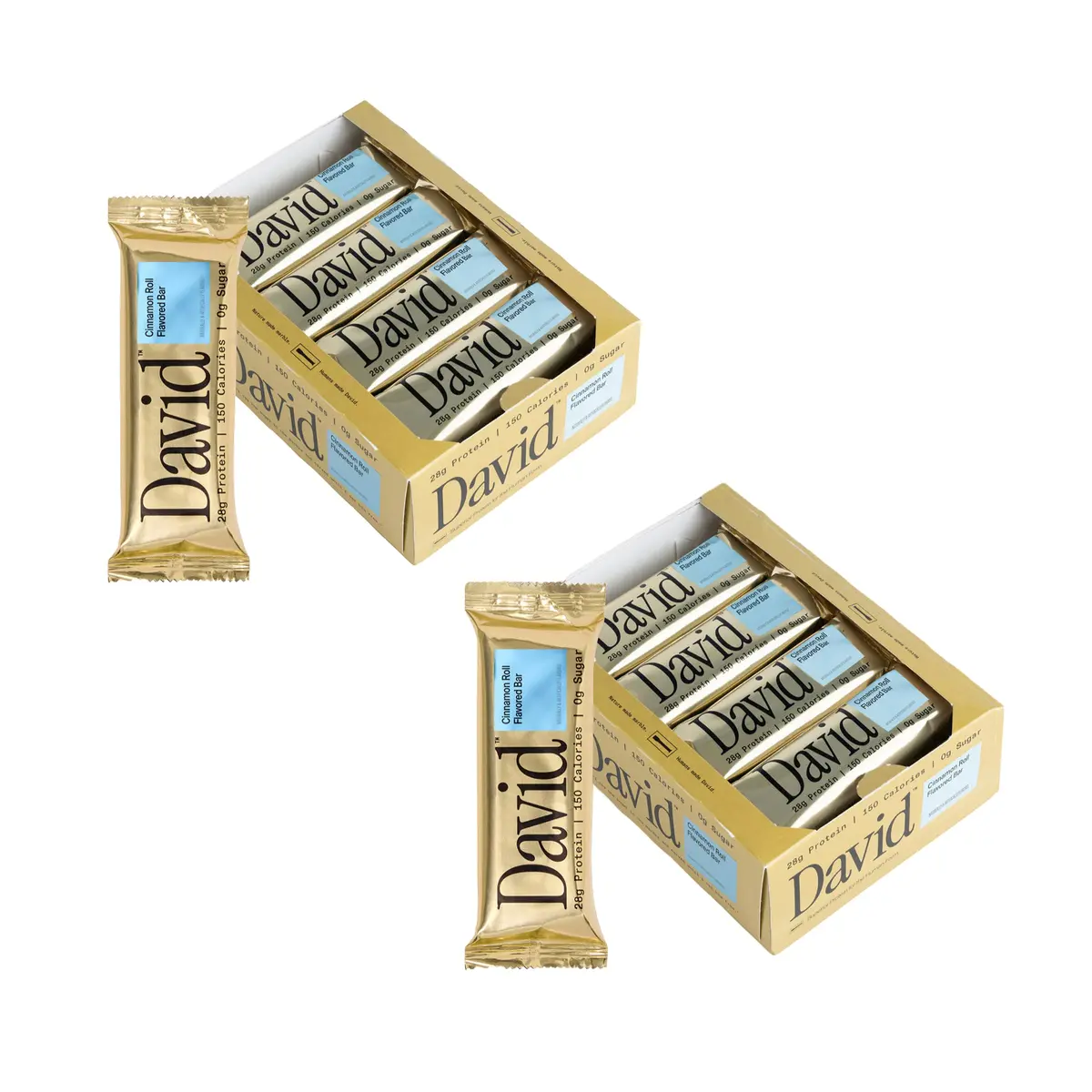 David Cinnamon Roll Flavored Protein Bars | 28g Protein | 24 Pack | Gluten Free, Low Sugar, High Protein Snack - main product image