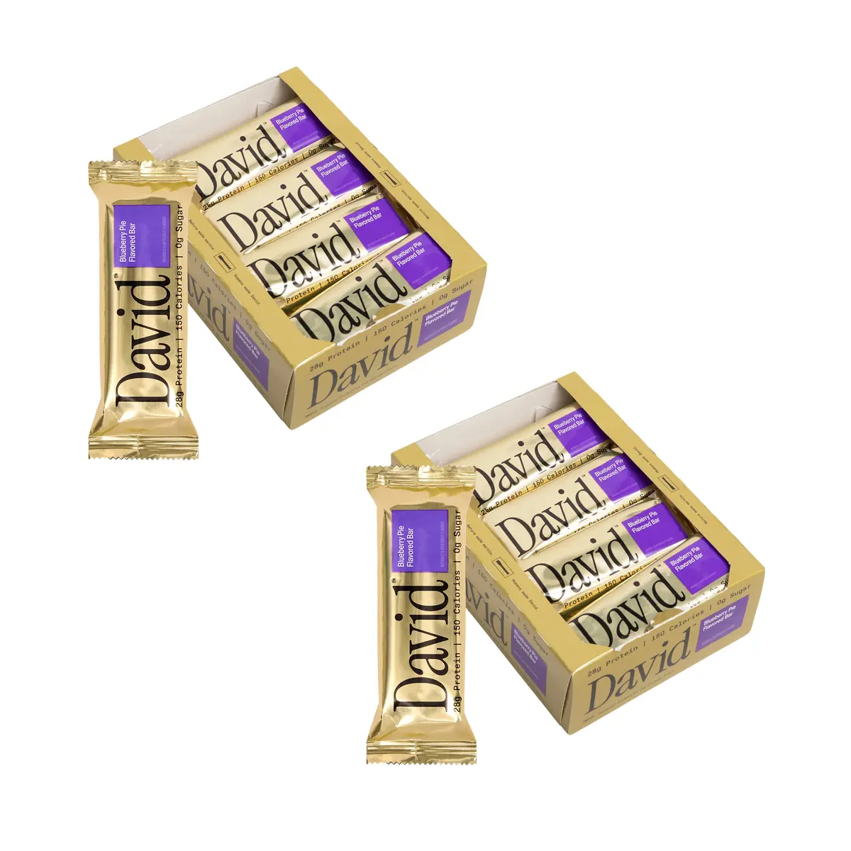 David Blueberry Pie Flavored Protein Bars | 28g Protein | 12 Pack - main product image