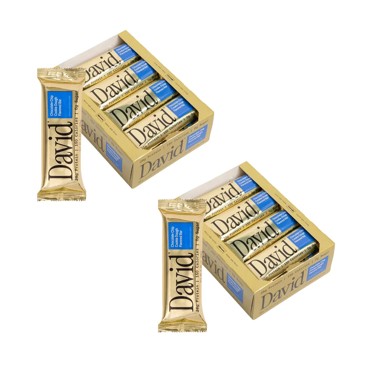 David Chocolate Chip Cookie Dough Flavored Bars | 28g Protein | 24 Pack - main product image