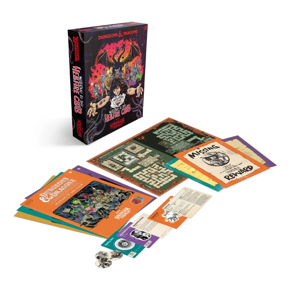Dungeons & Dragons Stranger Things: Welcome to the Hellfire Club Adventure Game | 4 Adventures, 91 Cards, 11 Dice, Retro 80’s Flavor (9.02 x 11.50 x 2.36 inches) - view 5