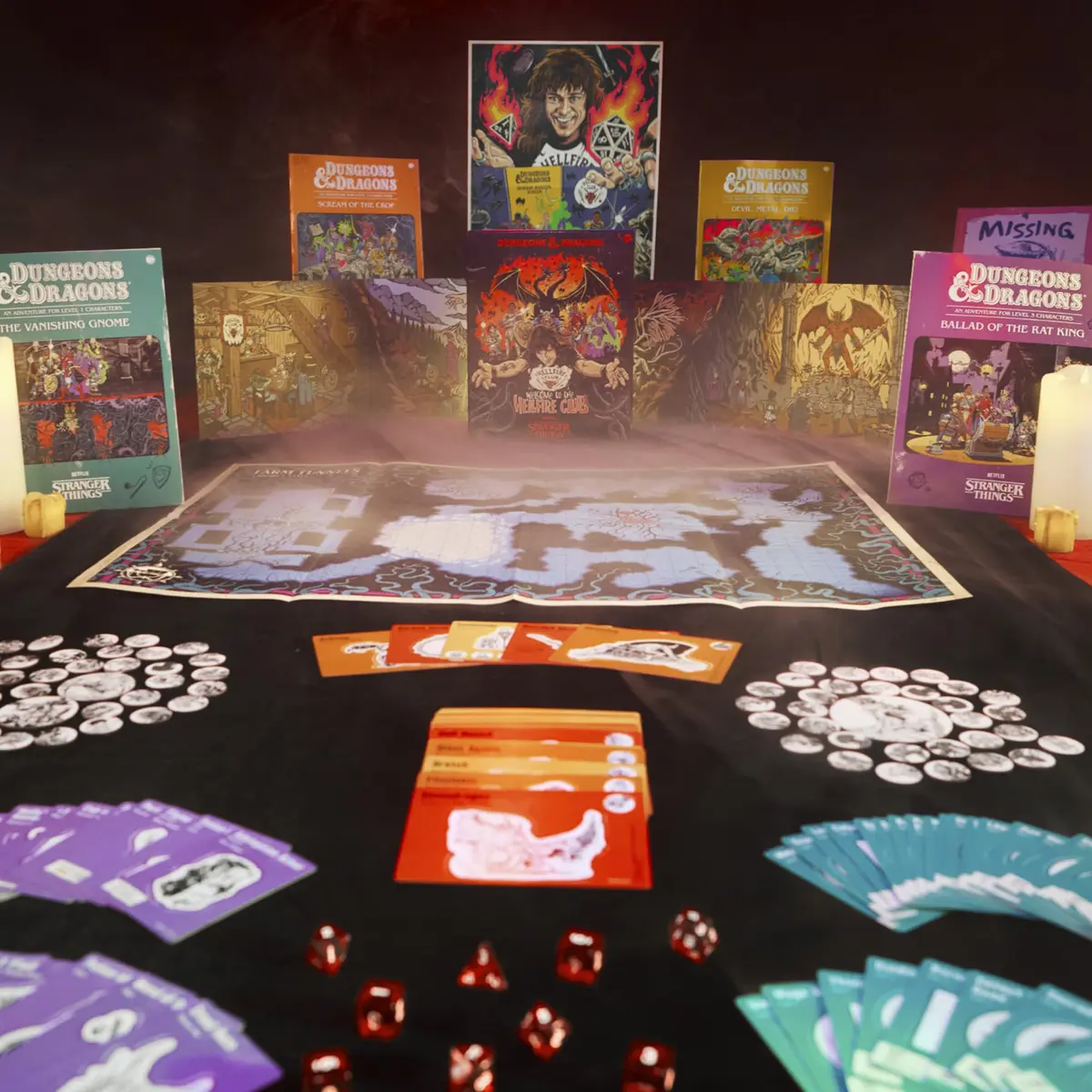 Dungeons & Dragons Stranger Things: Welcome to the Hellfire Club Adventure Game | 4 Adventures, 91 Cards, 11 Dice, Retro 80’s Flavor (9.02 x 11.50 x 2.36 inches) - view 2
