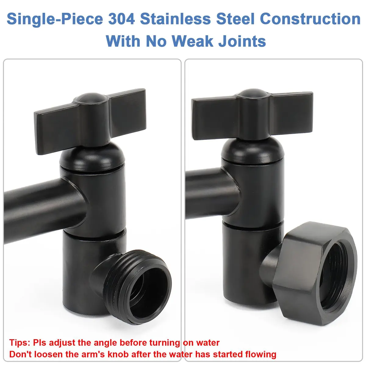 NearMoon Adjustable Shower Arm 5 Inch Matte Black | Universal Connection, Anti-leak, Easy Install - view 3