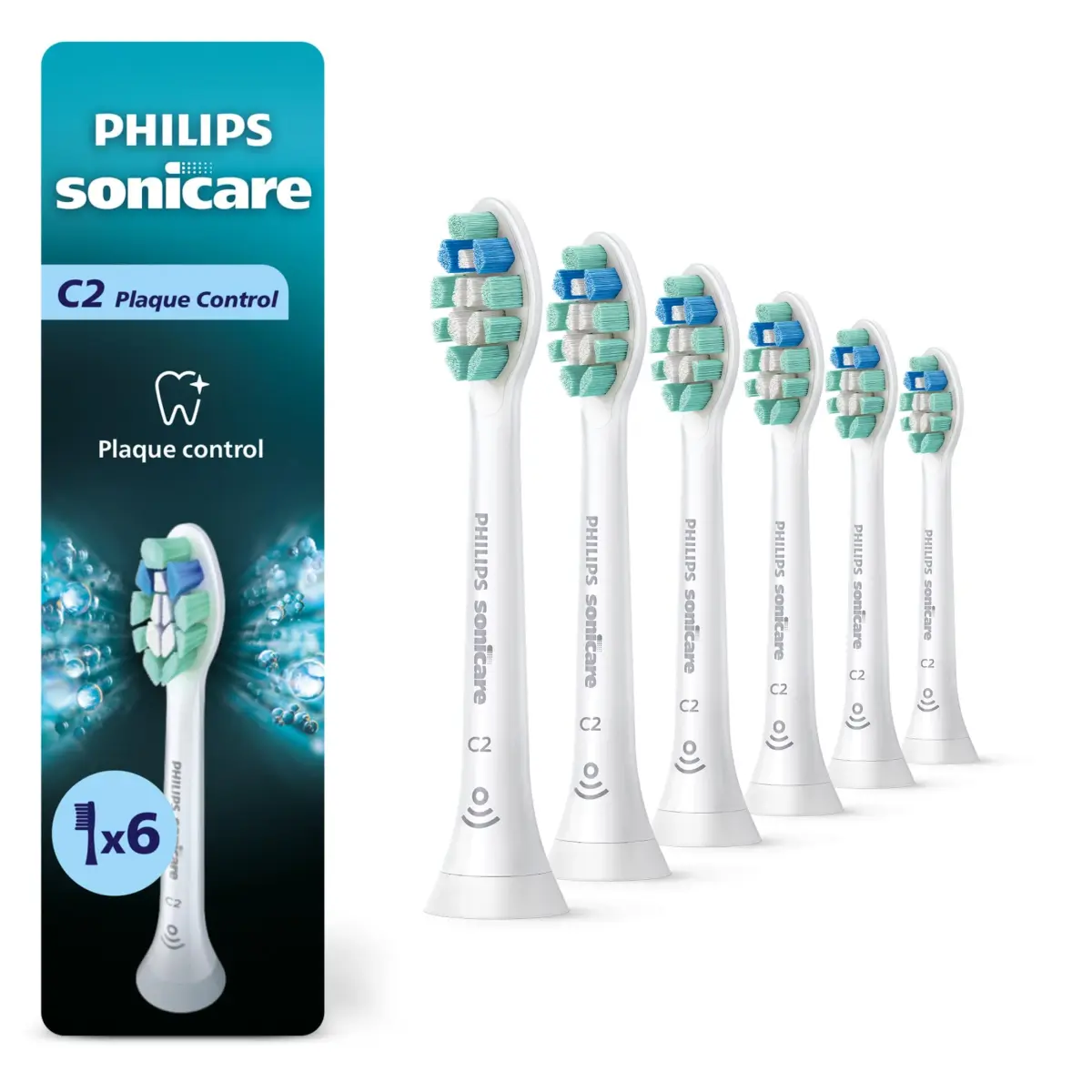 Philips Sonicare C2 Plaque Control Brush Heads (6-Pack) | Removes 700% More Plaque - main product image