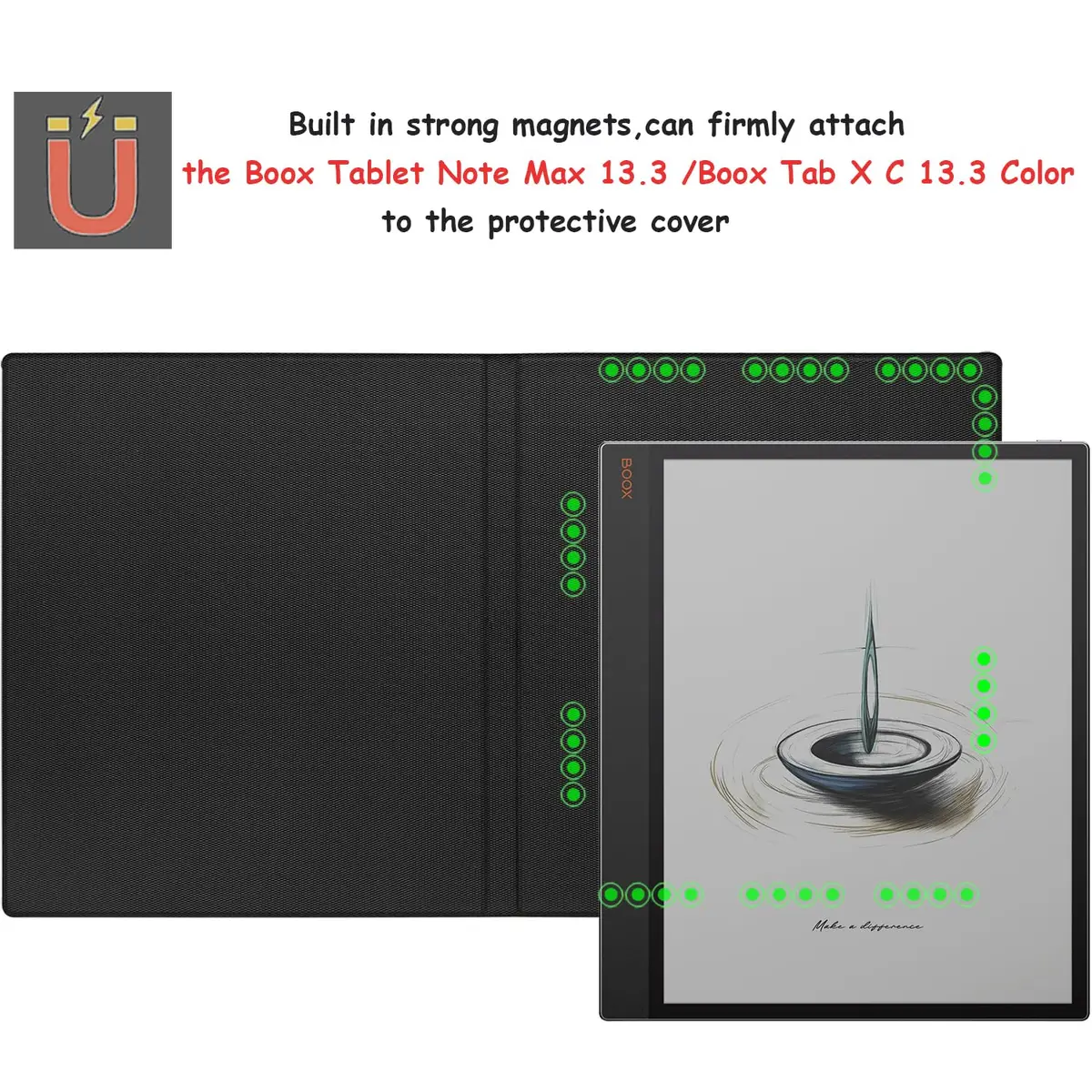 UMUBUHOMS Magnetic Stand Case for 13.3'' Boox Tab X C (2025) / Boox Note Max (2024) Lightweight Book Folio Cover with Auto Wake/Sleep (Black) - view 3