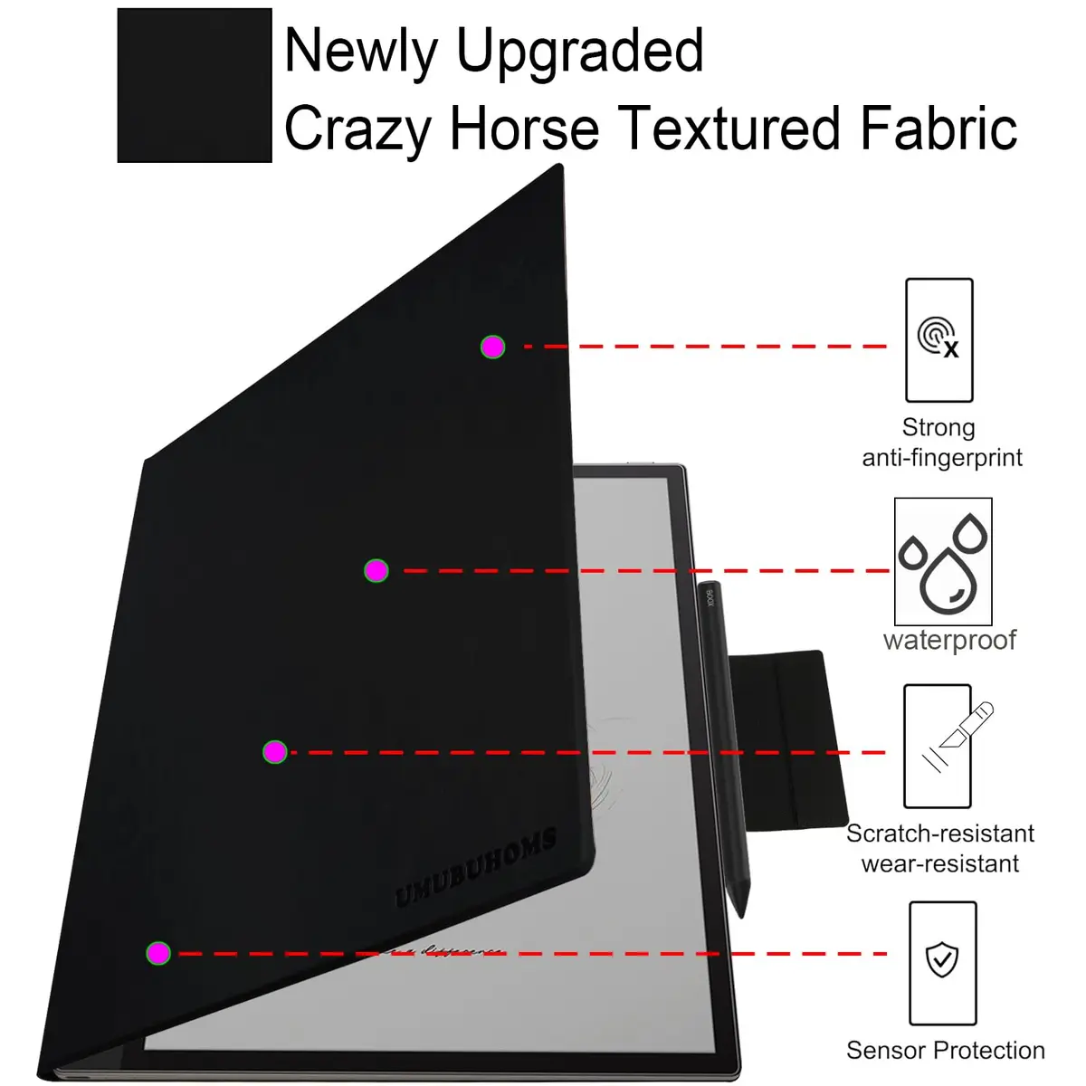 UMUBUHOMS Magnetic Stand Case for 13.3'' Boox Tab X C (2025) / Boox Note Max (2024) Lightweight Book Folio Cover with Auto Wake/Sleep (Black) - view 4