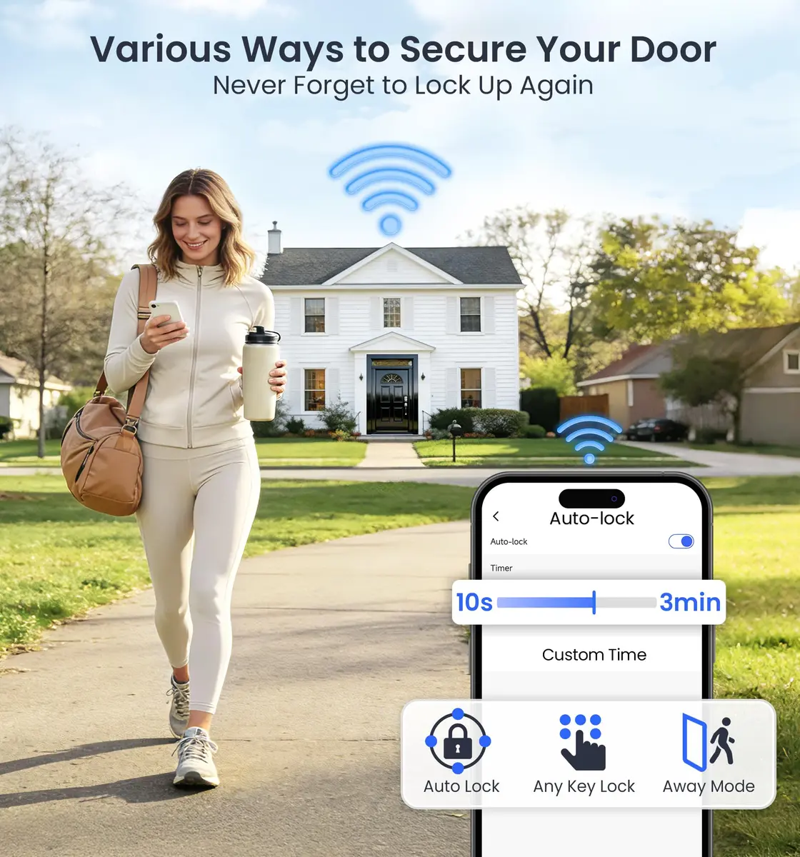 Veise VE012W WiFi Fingerprint Smart Lock with App Control & Keyless Entry, Satin Nickel (1-Pack) - view 7