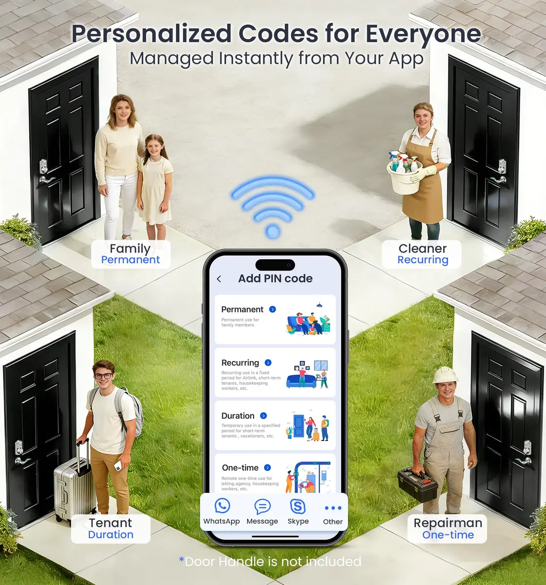 Veise VE012W WiFi Fingerprint Smart Lock with App Control & Keyless Entry, Satin Nickel (1-Pack) - view 8