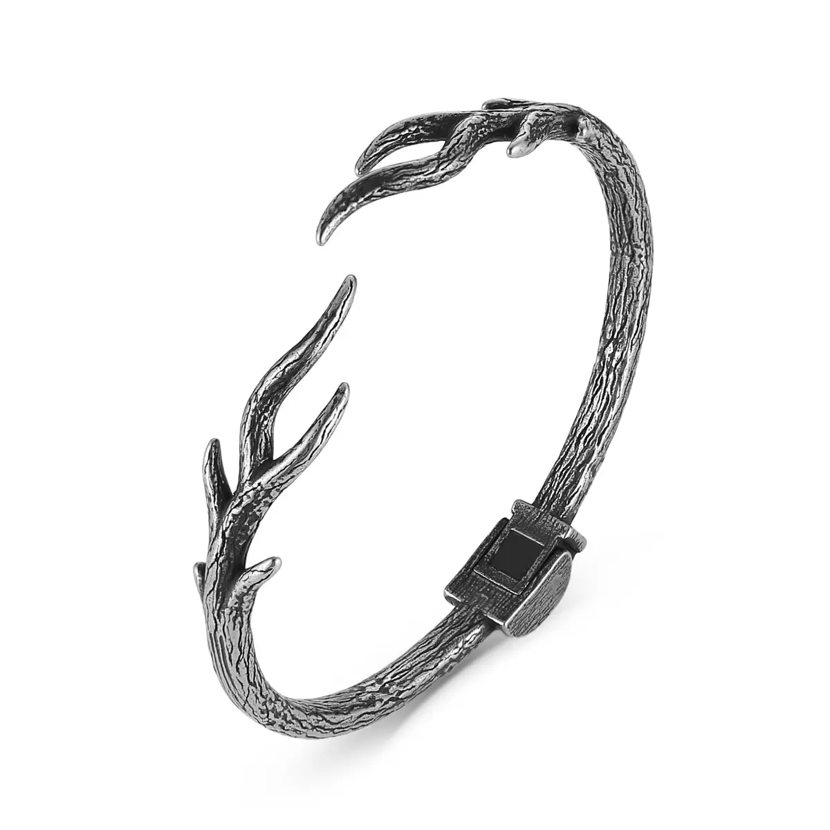 HZMAN Tree of Life Branch Shape Open Bracelet for Men Women Stainless Steel Adjustable Bangle - main product image