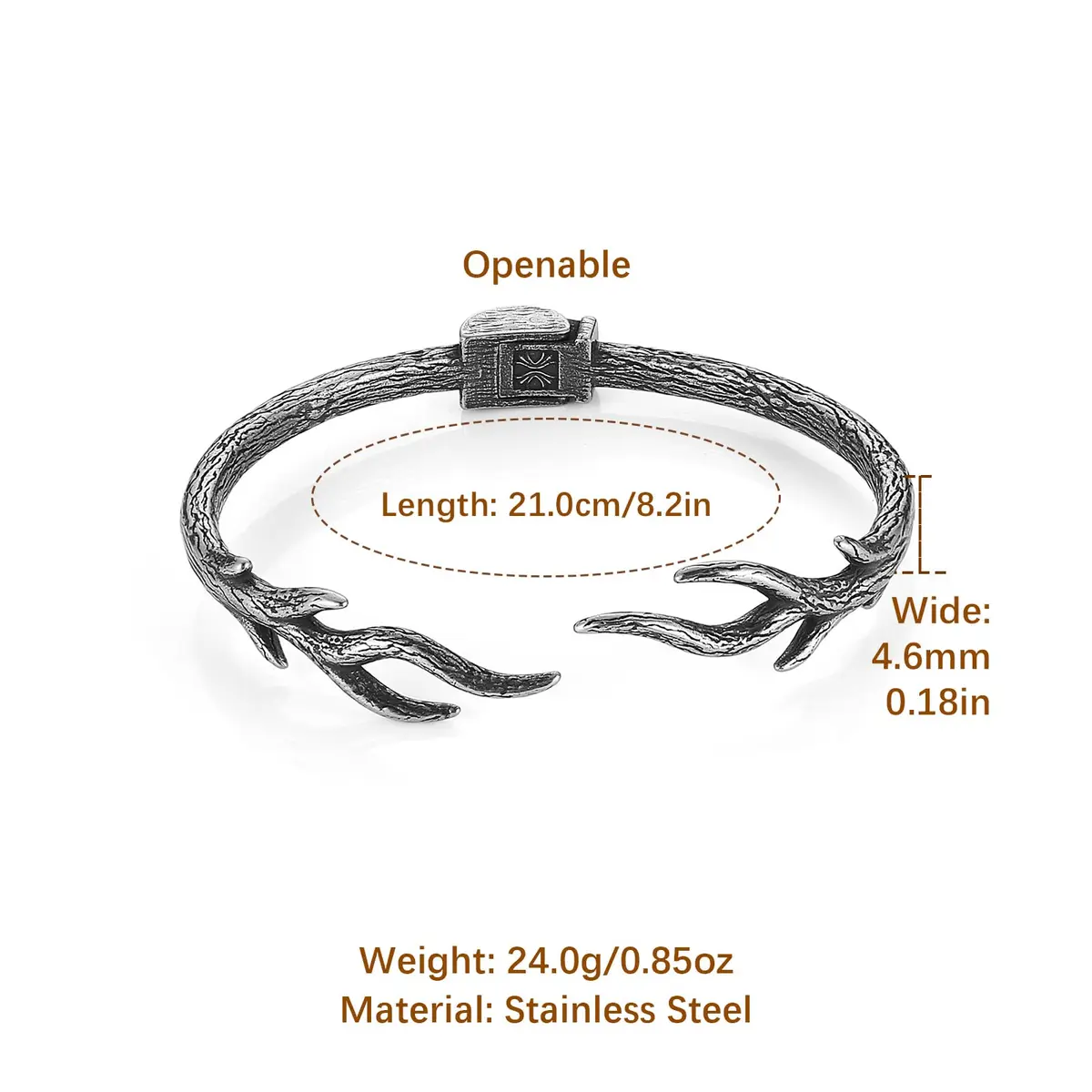 HZMAN Tree of Life Branch Shape Open Bracelet for Men Women Stainless Steel Adjustable Bangle - view 6