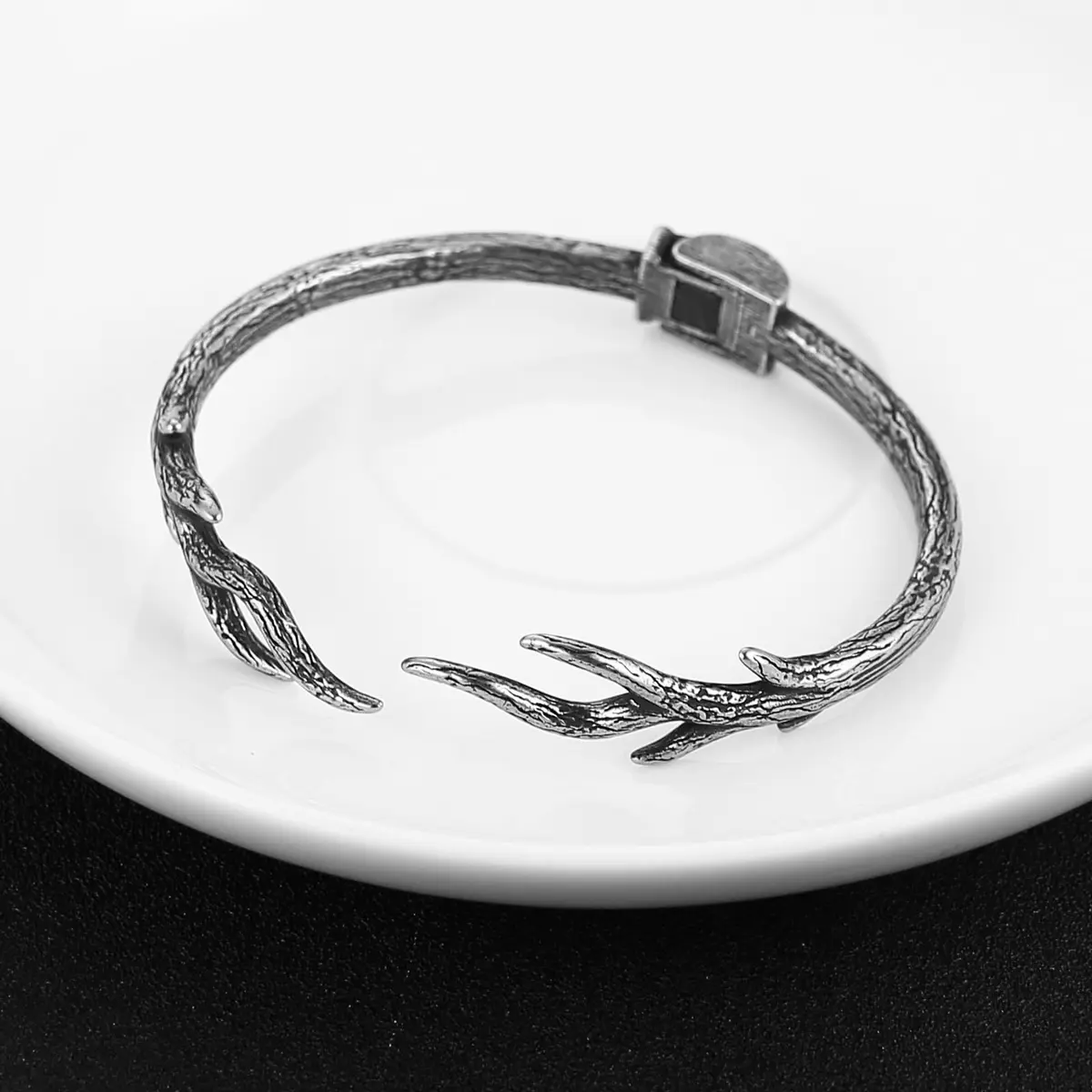 HZMAN Tree of Life Branch Shape Open Bracelet for Men Women Stainless Steel Adjustable Bangle - view 4