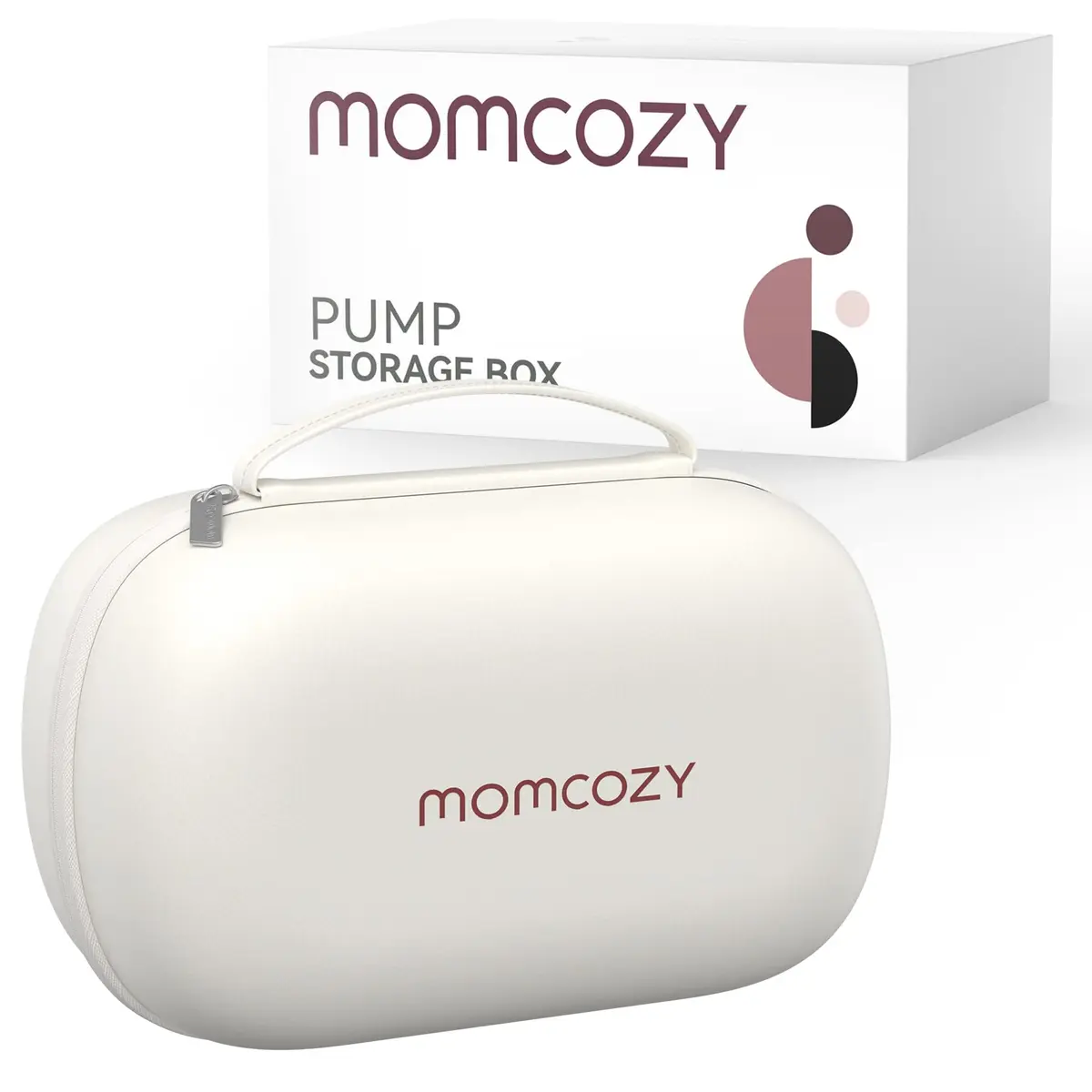 Momcozy Wearable Breast Pump Storage Bag White | Holds 2 Pumps, Hard Shell Case - main product image
