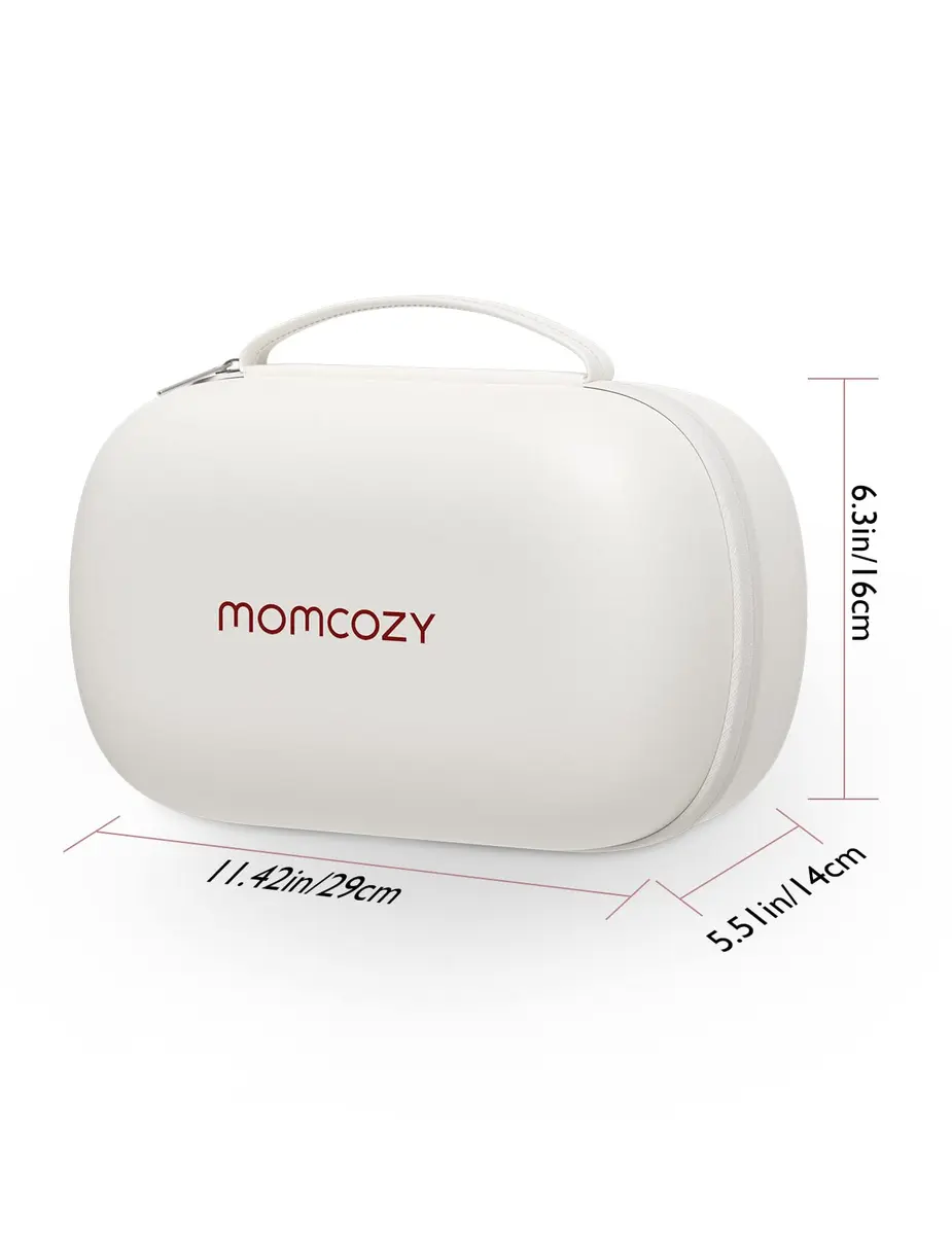 Momcozy Wearable Breast Pump Storage Bag White | Holds 2 Pumps, Hard Shell Case - view 3