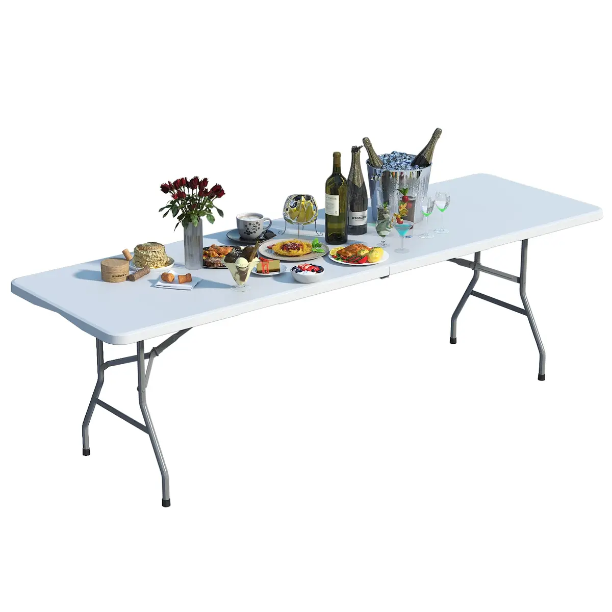 IWDOO 8 FT Folding Table for Camping & Events | Heavy Duty Support, Waterproof, Portable - main product image