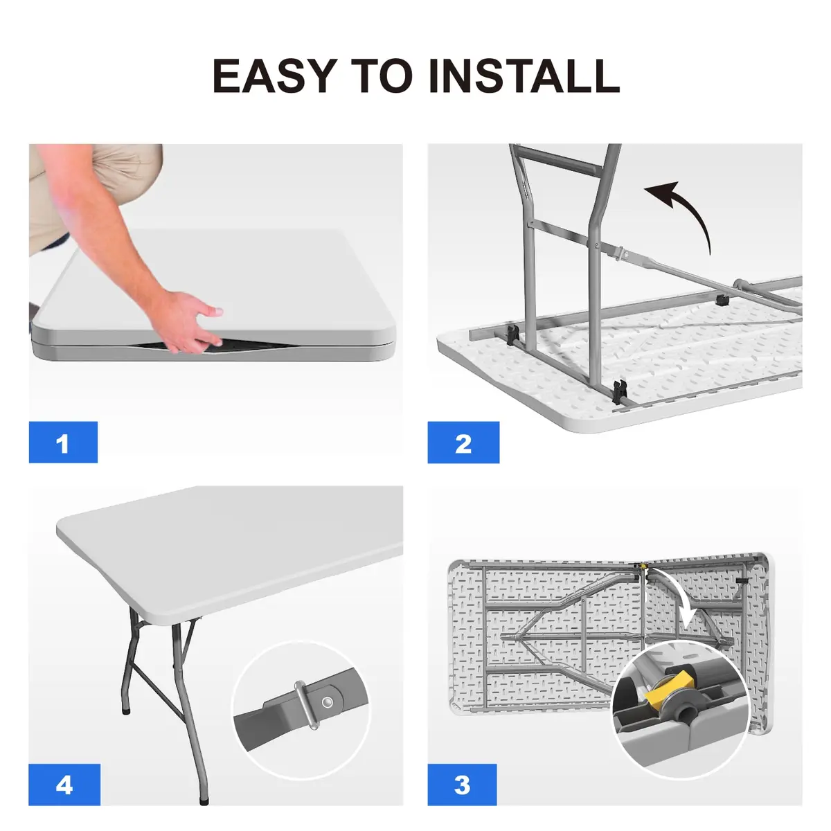 IWDOO 8 FT Folding Table for Camping & Events | Heavy Duty Support, Waterproof, Portable - view 7