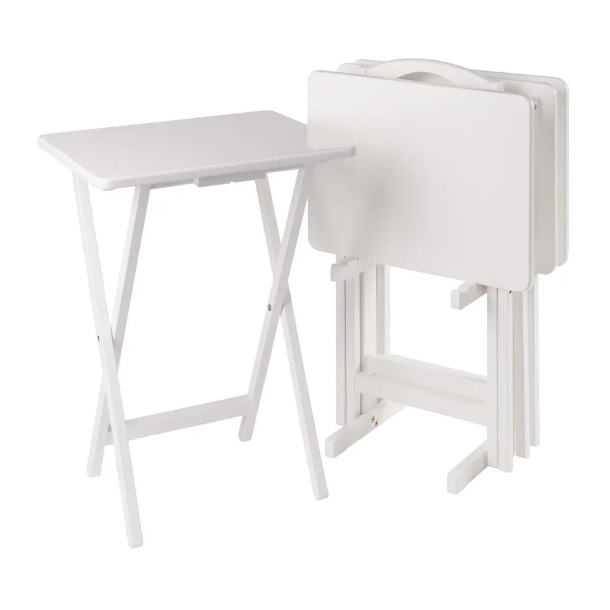 Winsome Alex Set of 4 Foldable Snack Tables with Storage Rack | Space-Saving, Durable & Elegant (70-120 chars) - main product image