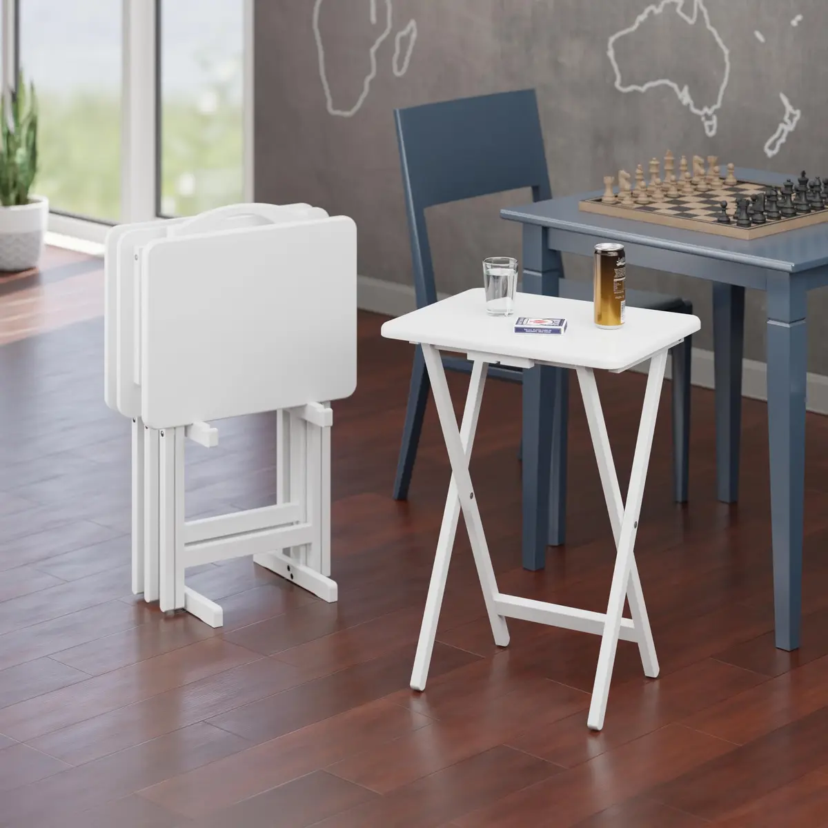 Winsome Alex Set of 4 Foldable Snack Tables with Storage Rack | Space-Saving, Durable & Elegant (70-120 chars) - view 6