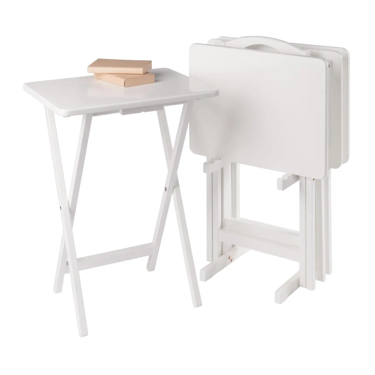 Winsome Alex Set of 4 Foldable Snack Tables with Storage Rack | Space-Saving, Durable & Elegant (70-120 chars) - view 4