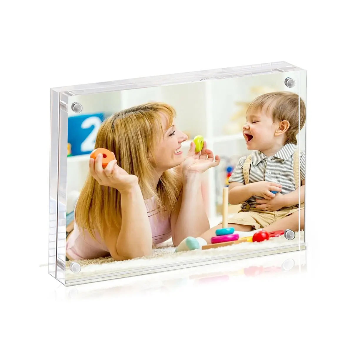 BP4U 5x7 Acrylic Picture Frame | Double-Sided Magnetic Display, UV-Resistant, Frameless Desktop Decor - main product image