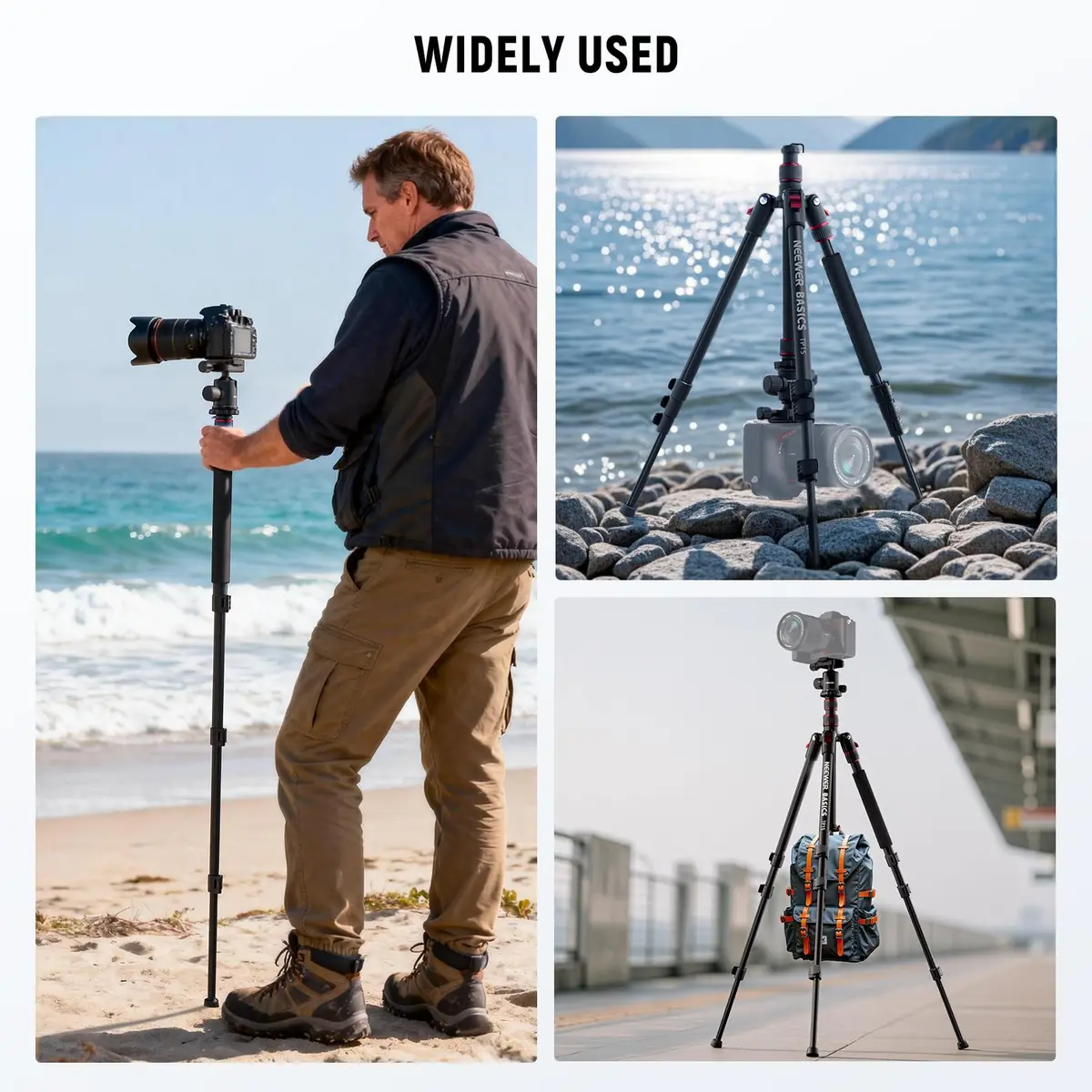 NEEWER Camera Tripod Monopod, 71" Aluminum Heavy Duty Travel Stand with 360° Ball Head & Phone Holder - view 7