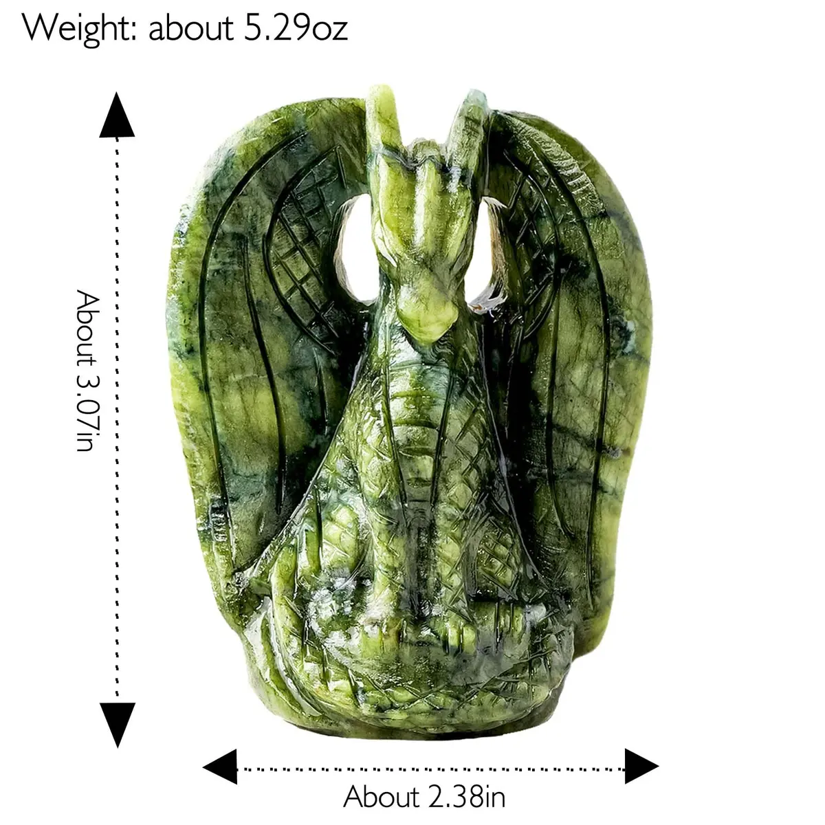 Apengshi Dragon Figurine Natural Green Jade Crystal | Mythical Animal Decor for Home & Office - view 2