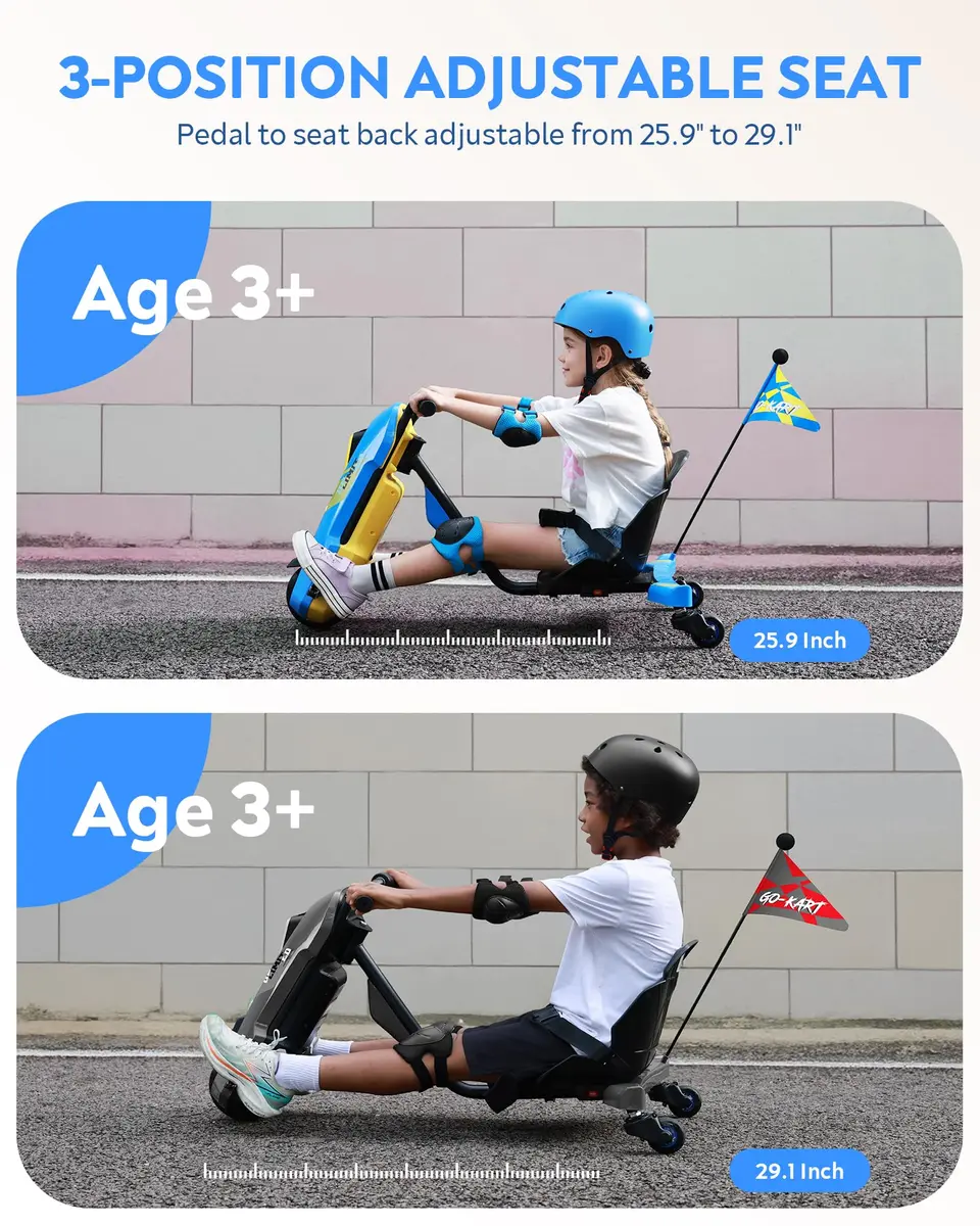 SaveJoy 12V Electric Go Kart for Kids 6-12 | 360° Spin Drift, Blue, Max 5 MPH - view 8