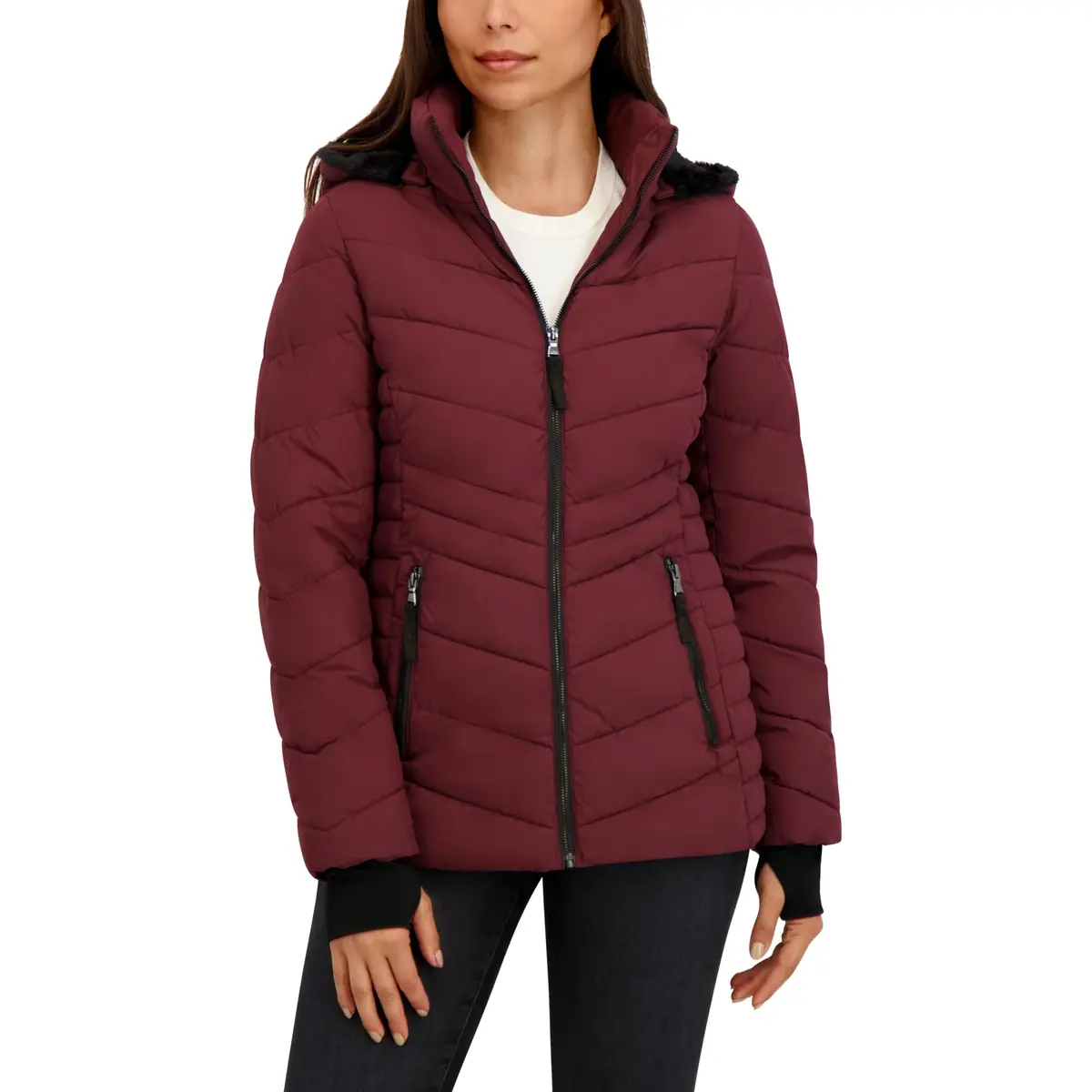 HFX Women's Stretch Puffer Jacket, Garnet, Medium | Active Warmth & Flexibility - main product image