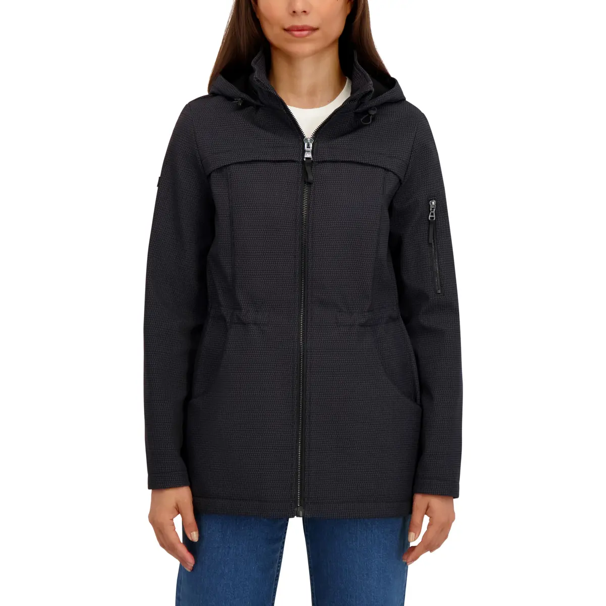 HFX Women's Longline Softshell Jacket, Print, Medium | Water-Resistant, Breathable, 32" Mid-Length - main product image