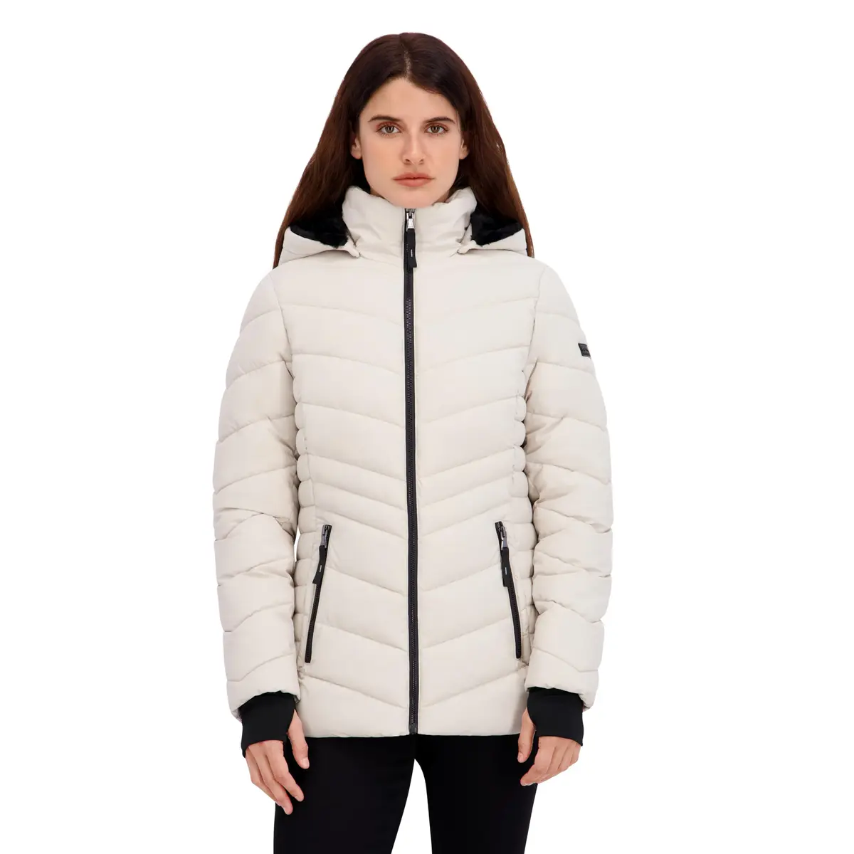 HFX Women's Stretch Puffer Jacket, Bone, Medium | Active & Performance Winter Coat - main product image