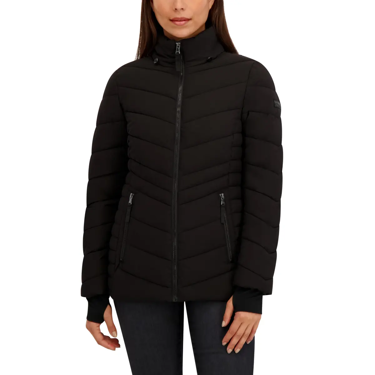 HFX Women's Stretch Puffer Jacket, Black, X-Large | Active & Performance Winter Outerwear - main product image