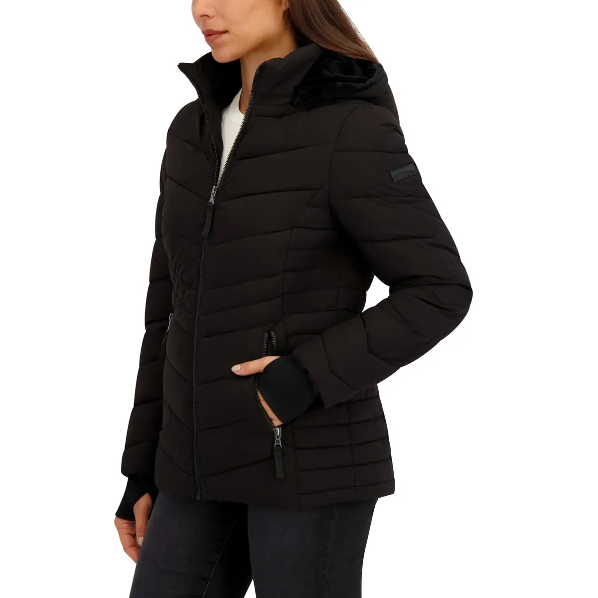 HFX Women's Stretch Puffer Jacket, Black, X-Large | Active & Performance Winter Outerwear - view 2
