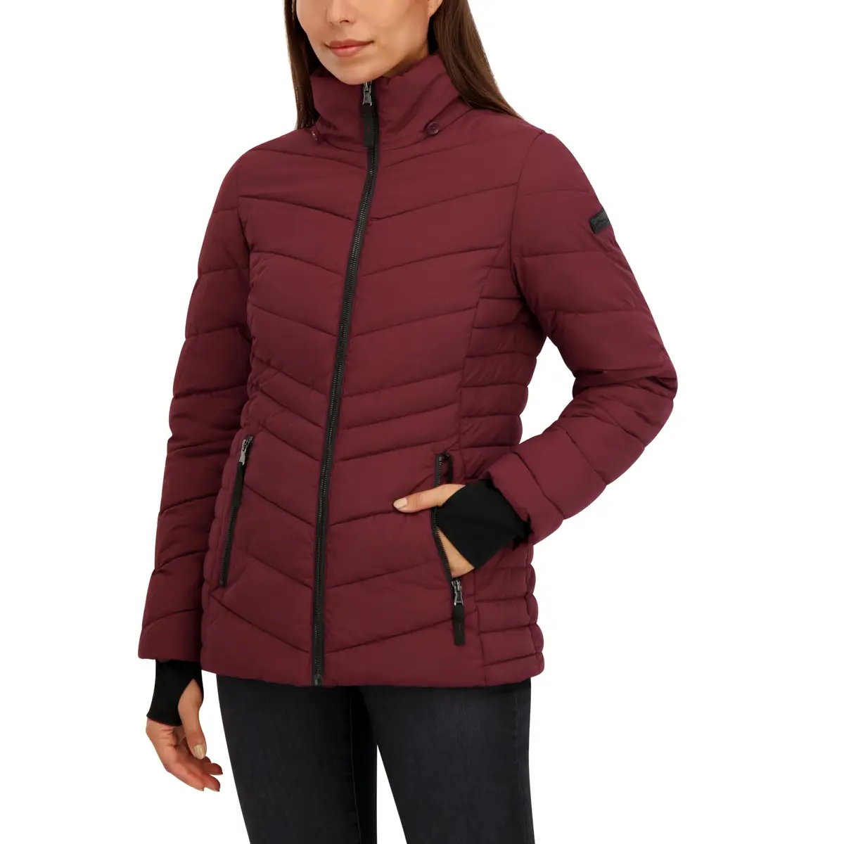 HFX Women's Stretch Puffer Jacket, Black, Small | Active Warmth & Flexibility in Motion - view 2