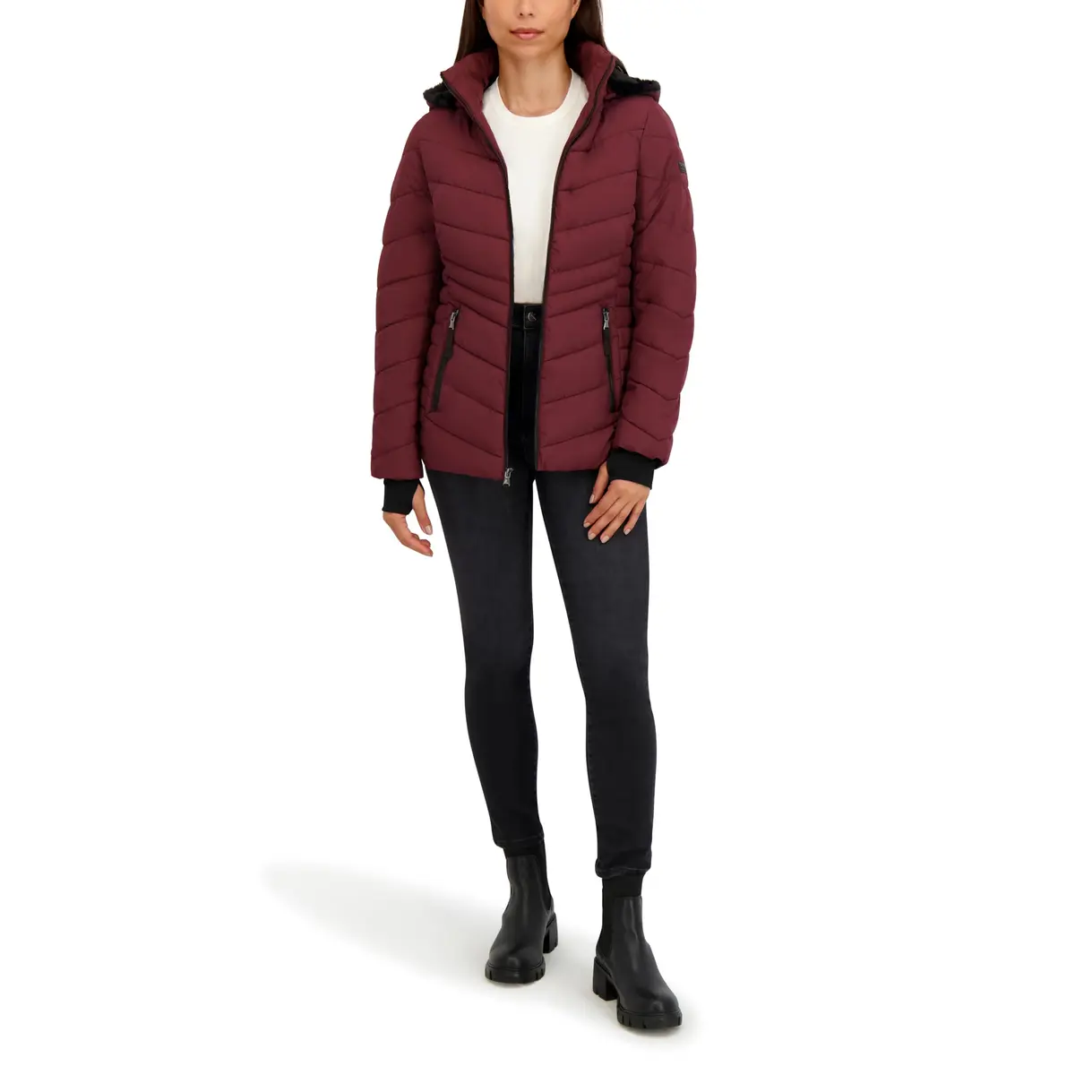 HFX Women's Stretch Puffer Jacket, Black, Small | Active Warmth & Flexibility in Motion - view 4