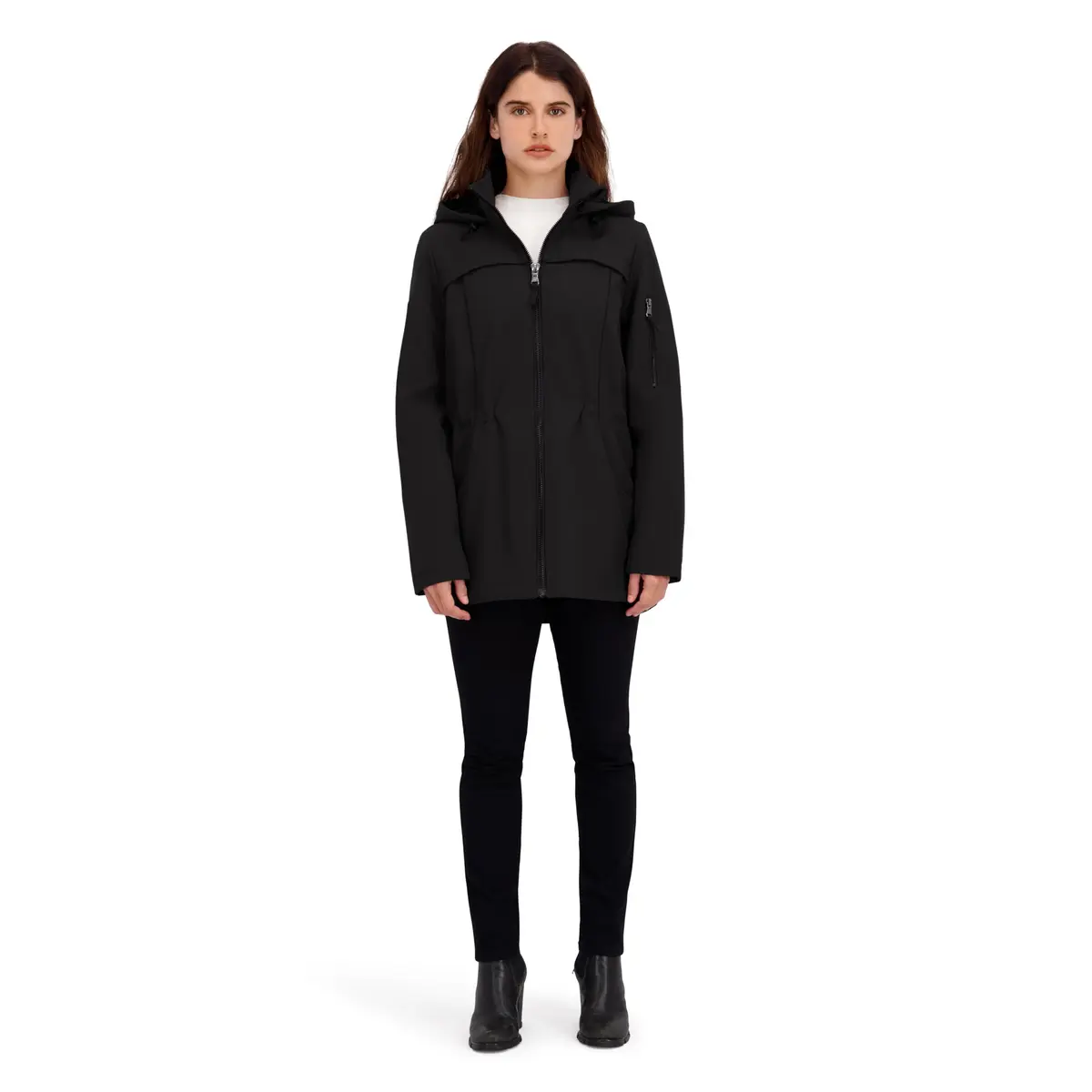 HFX Women's Longline Softshell Jacket, Ebony, Medium | Water-Resistant, Breathable, 32" Mid-Length - view 4